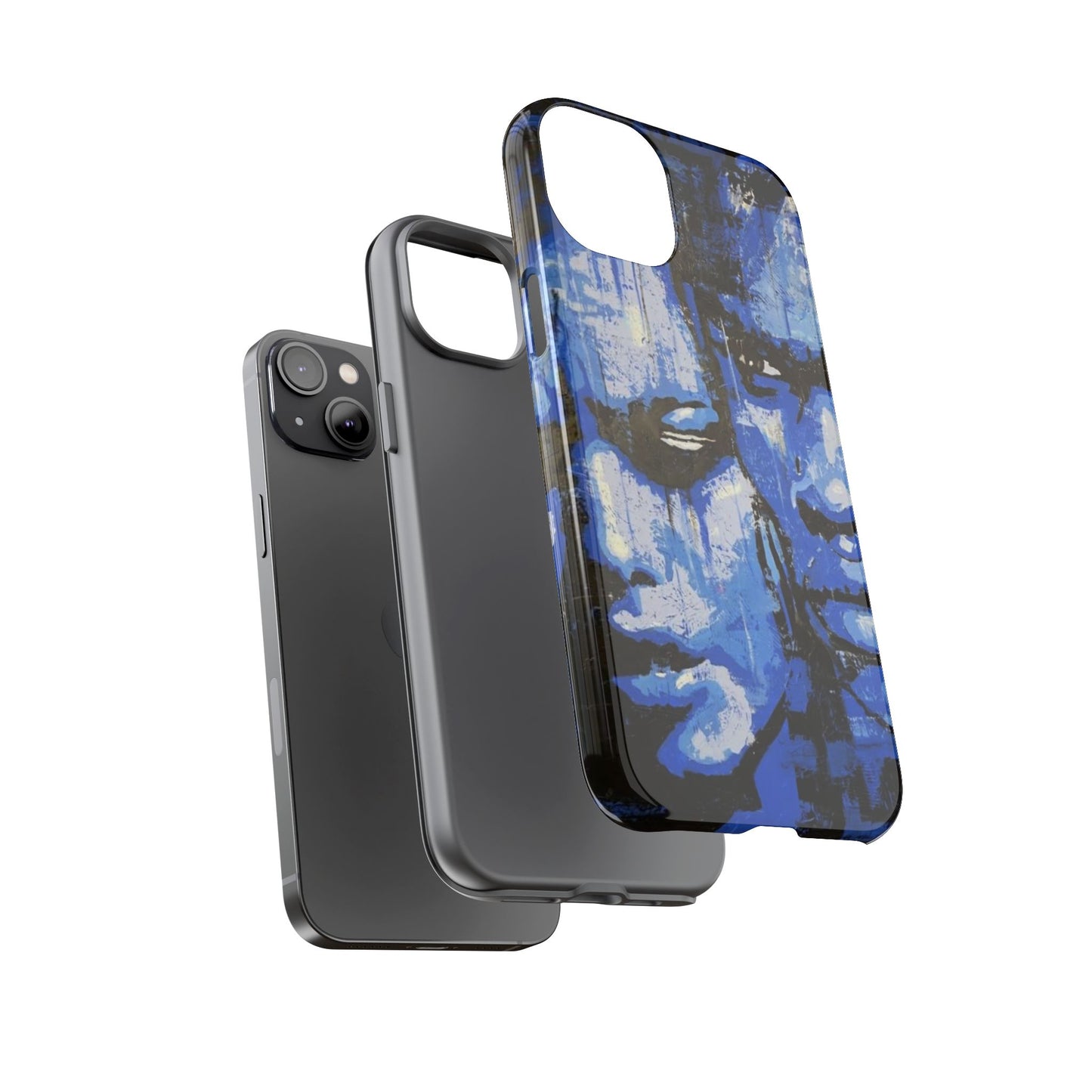Artistic Phone Case - Tough Cases with Bold Blue Portraits -The Lovers Image