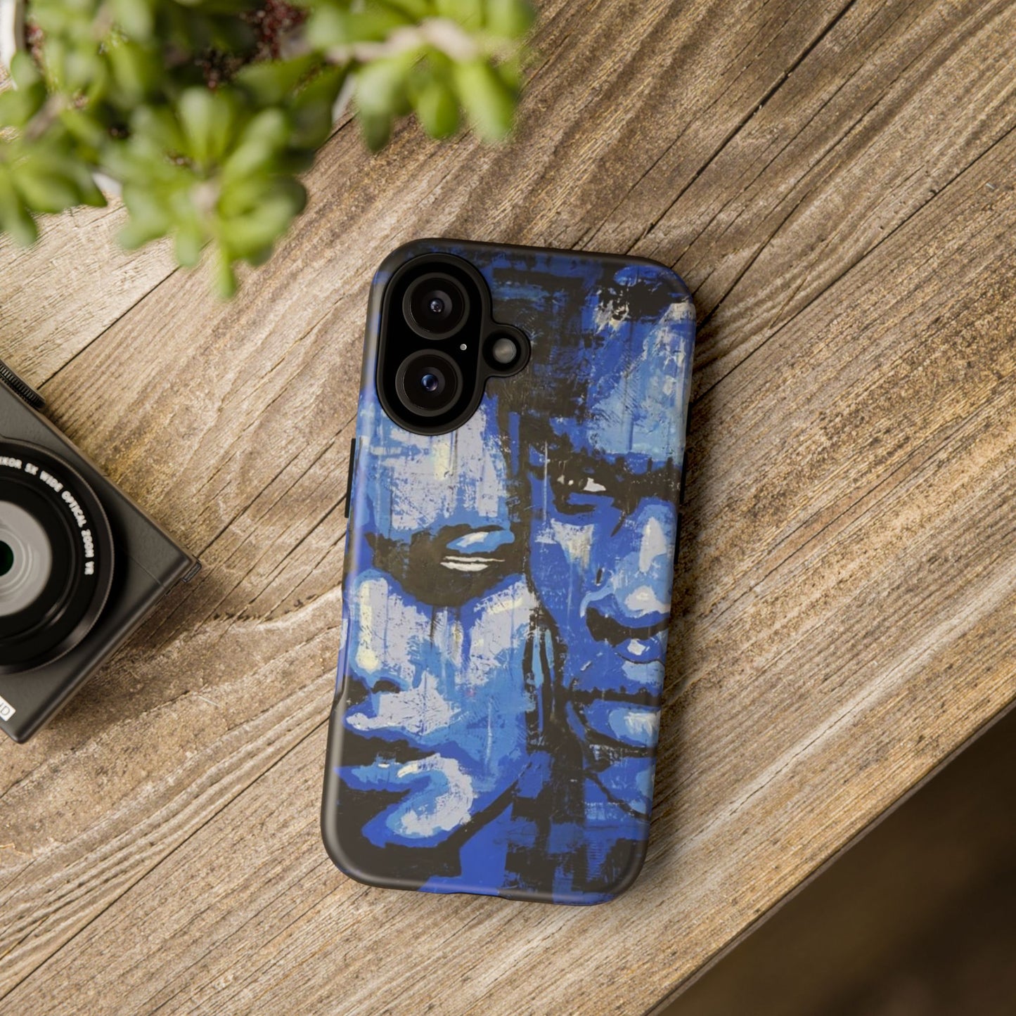 Artistic Phone Case - Tough Cases with Bold Blue Portraits -The Lovers Image