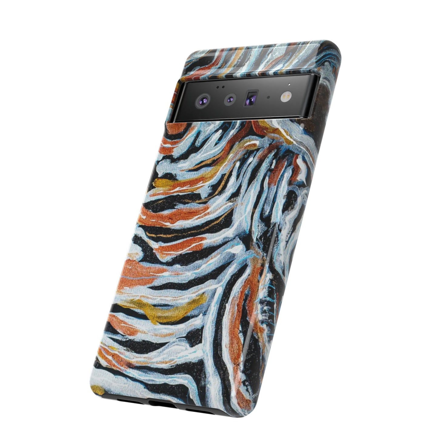 Artistic Tough Phone Case - Twin Zebras Image - Abstract Zebra Design