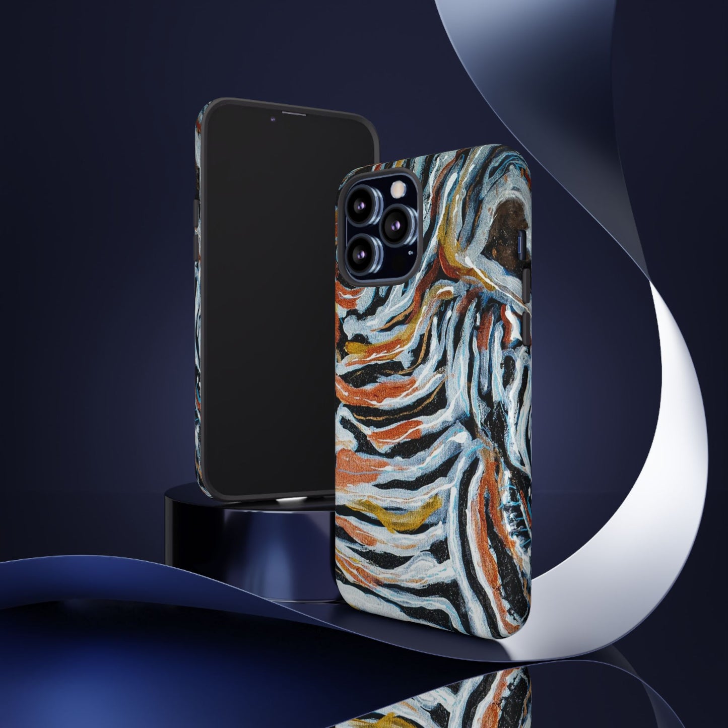 Artistic Tough Phone Case - Twin Zebras Image - Abstract Zebra Design