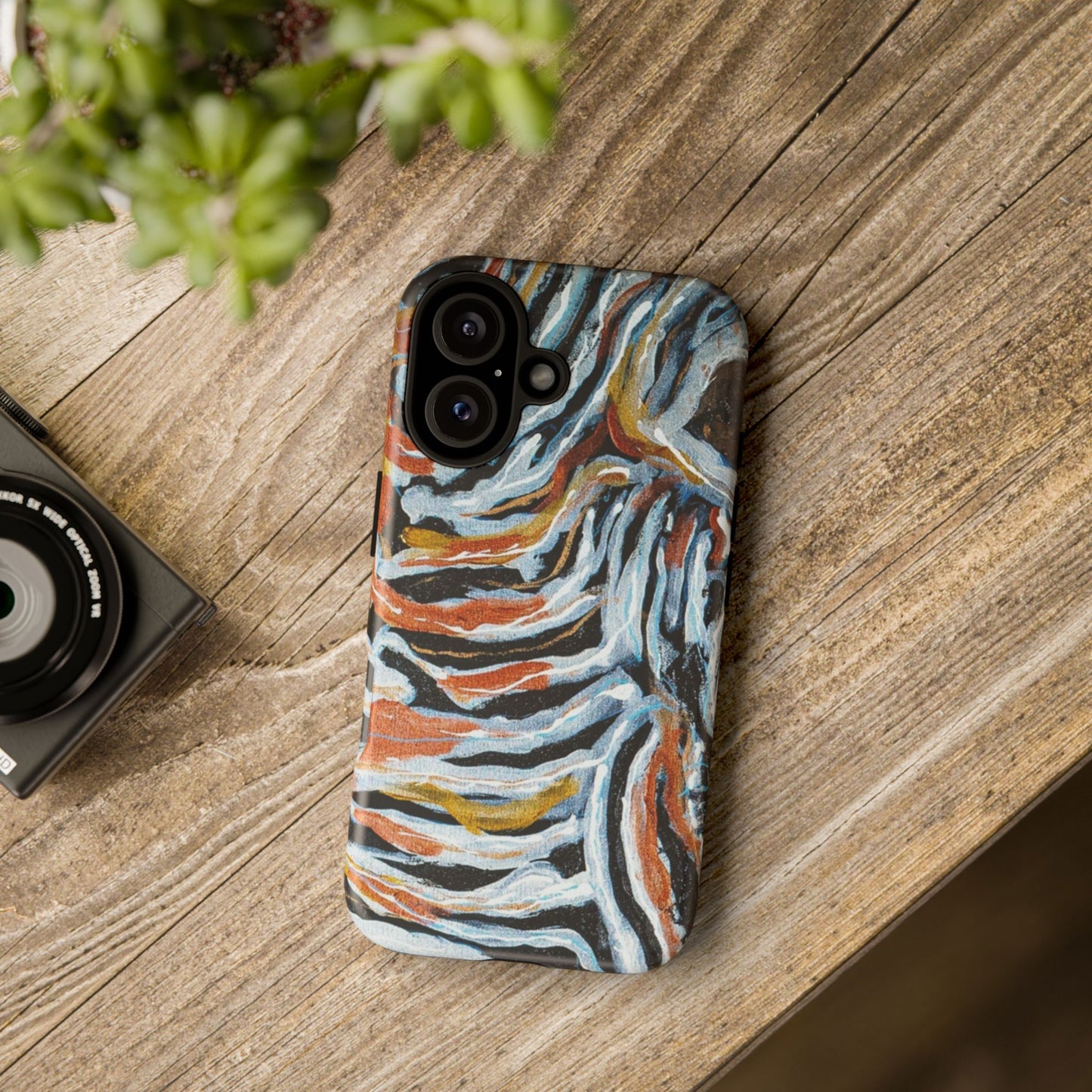 Artistic Tough Phone Case - Twin Zebras Image - Abstract Zebra Design