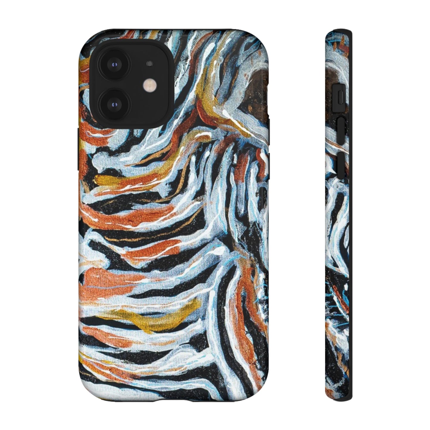Artistic Tough Phone Case - Twin Zebras Image - Abstract Zebra Design