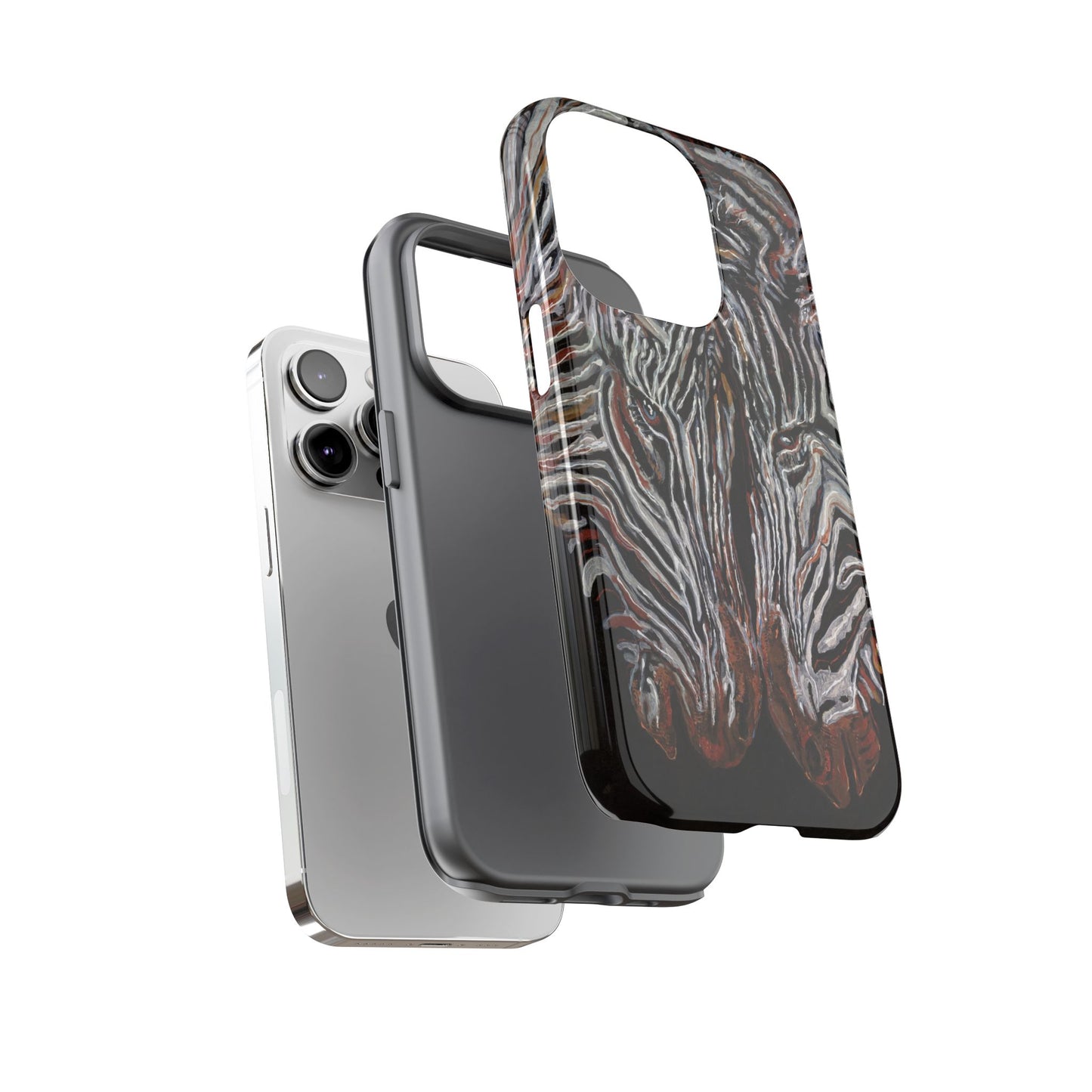 Artistic Zebra Phone Case Twin Zebra Image- Tough Protection for Wildlife Lovers