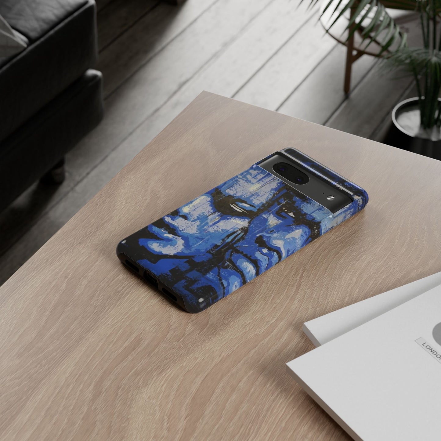 Artistic Phone Case - Tough Cases with Bold Blue Portraits -The Lovers Image
