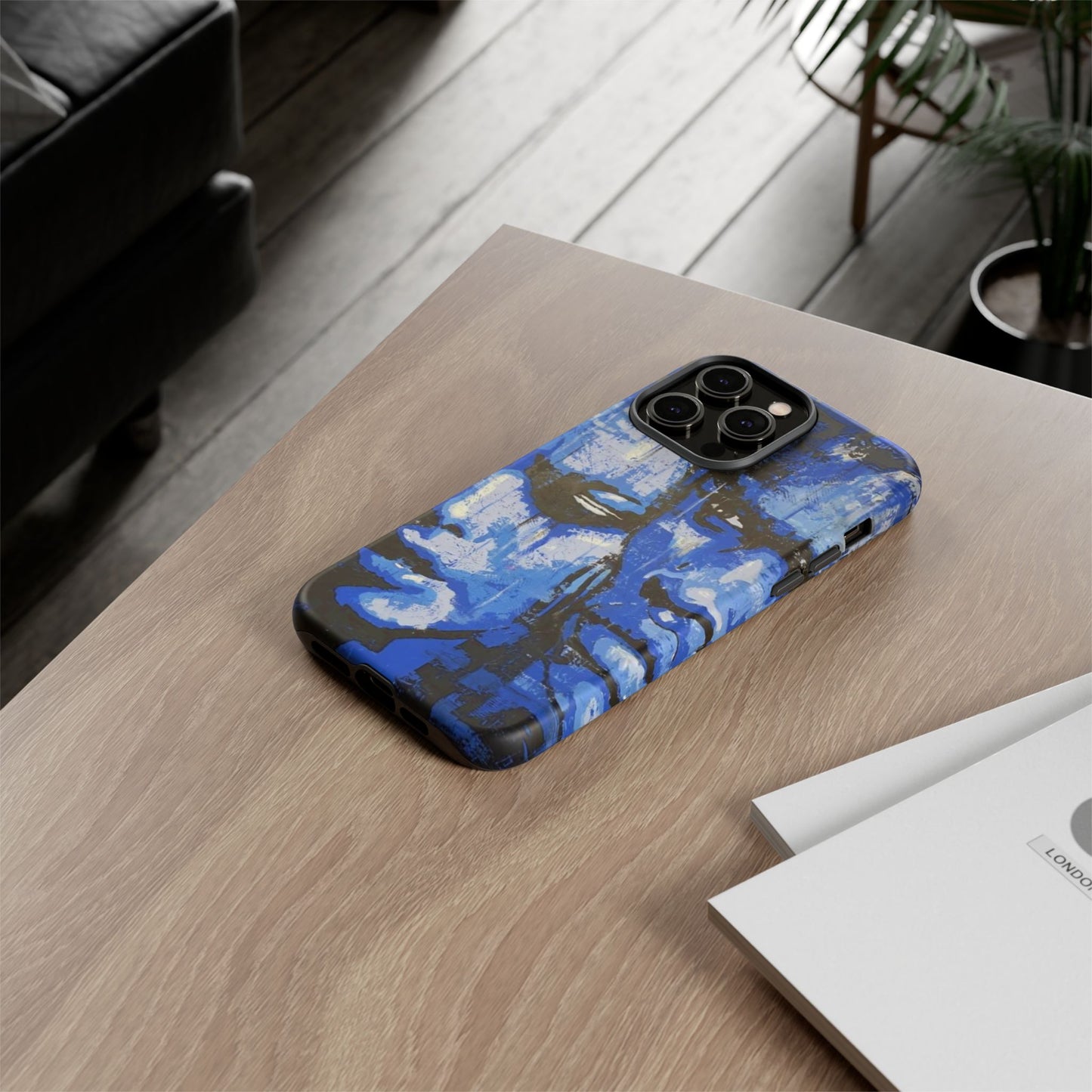 Artistic Phone Case - Tough Cases with Bold Blue Portraits -The Lovers Image