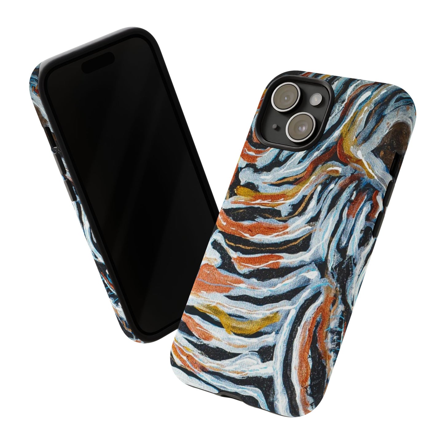 Artistic Tough Phone Case - Twin Zebras Image - Abstract Zebra Design