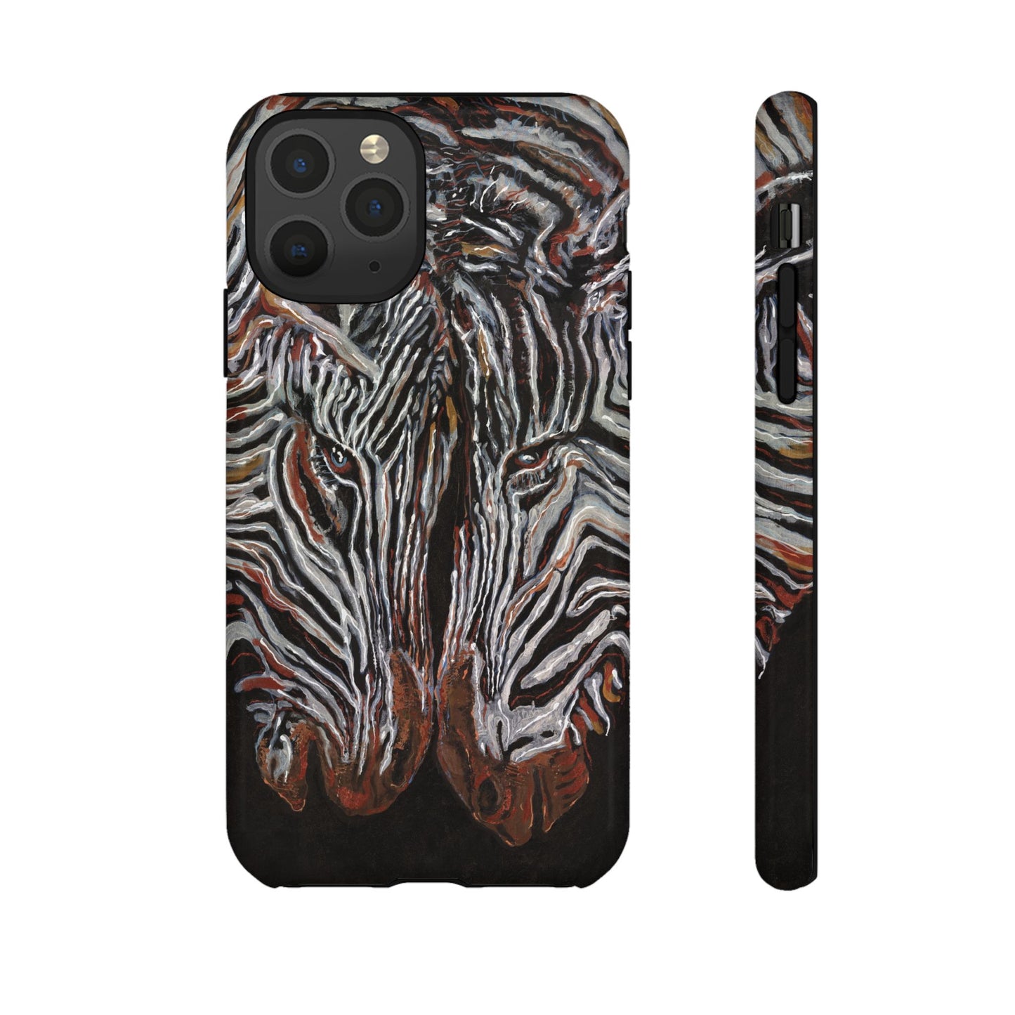 Artistic Zebra Phone Case Twin Zebra Image- Tough Protection for Wildlife Lovers