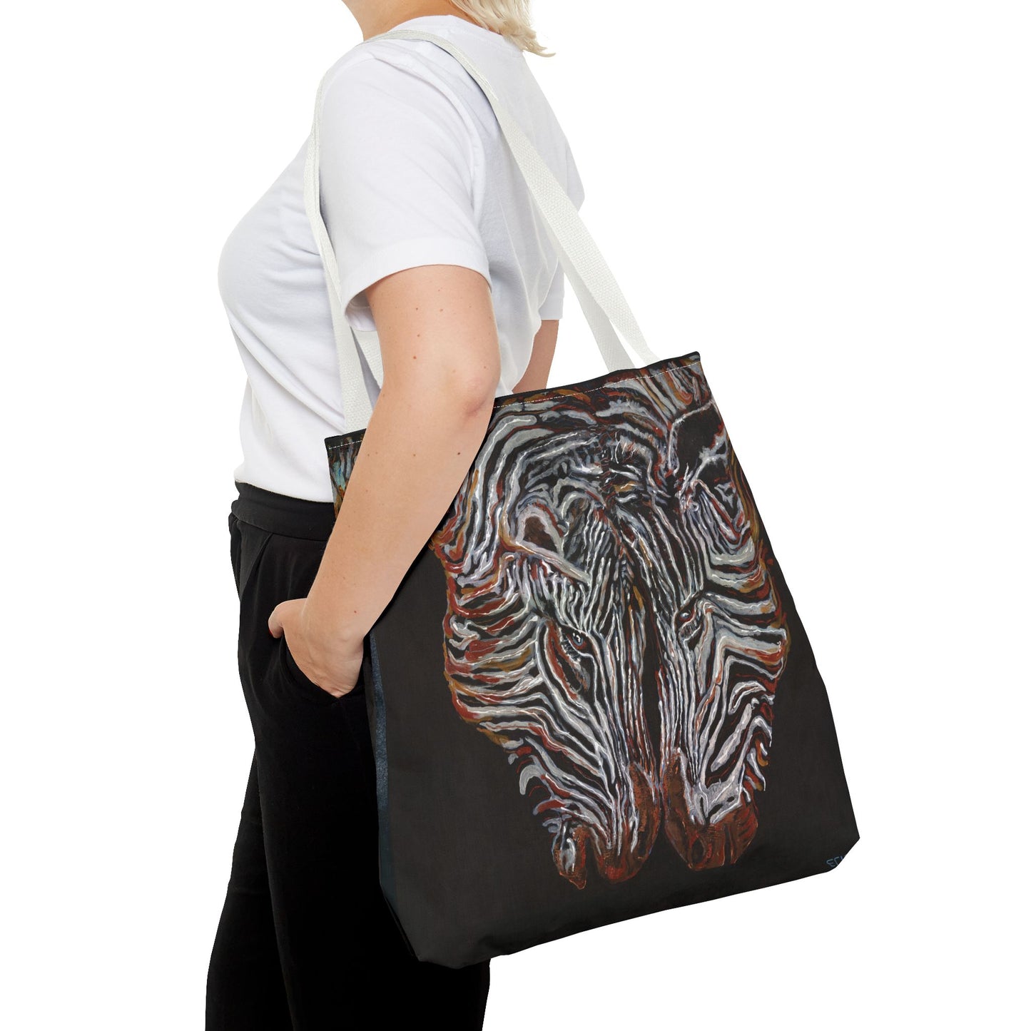 Twin Zebras Image- Tote Bag