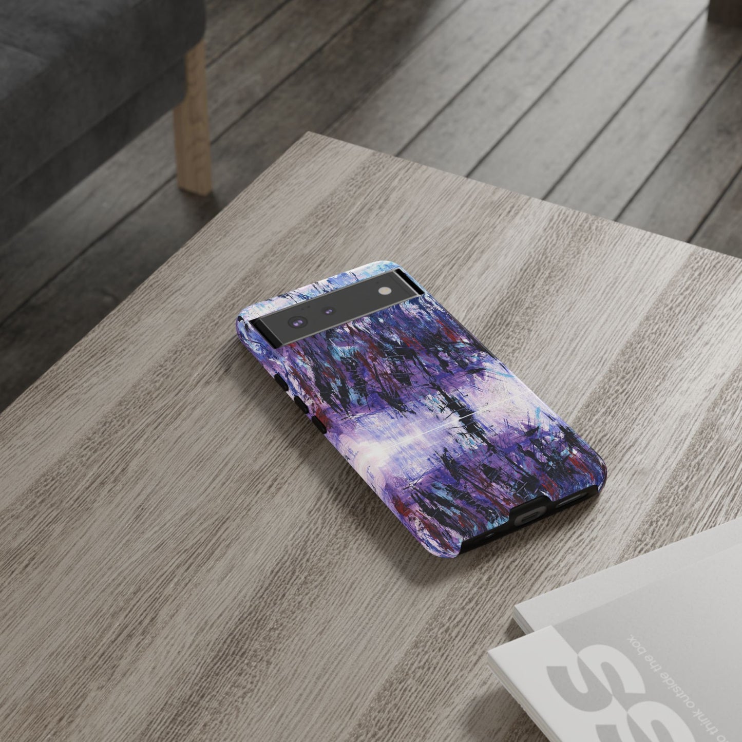 Abstract Purple Phone Case, Stylish & Protective Cover for Art Lovers- White Spring Image