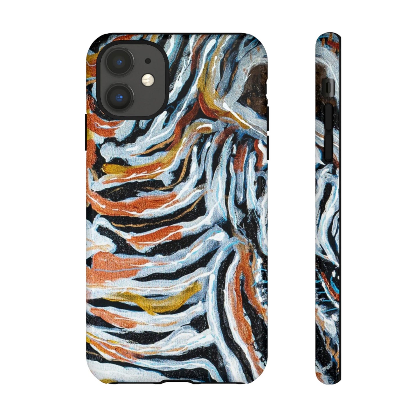 Artistic Tough Phone Case - Twin Zebras Image - Abstract Zebra Design