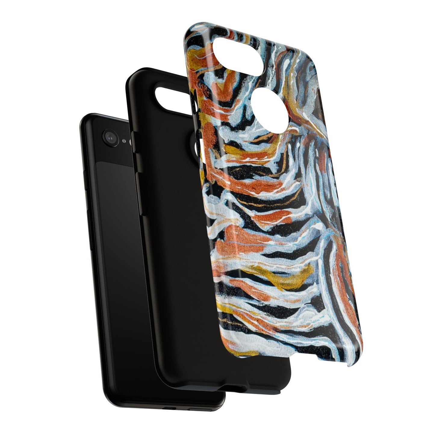 Artistic Tough Phone Case - Twin Zebras Image - Abstract Zebra Design