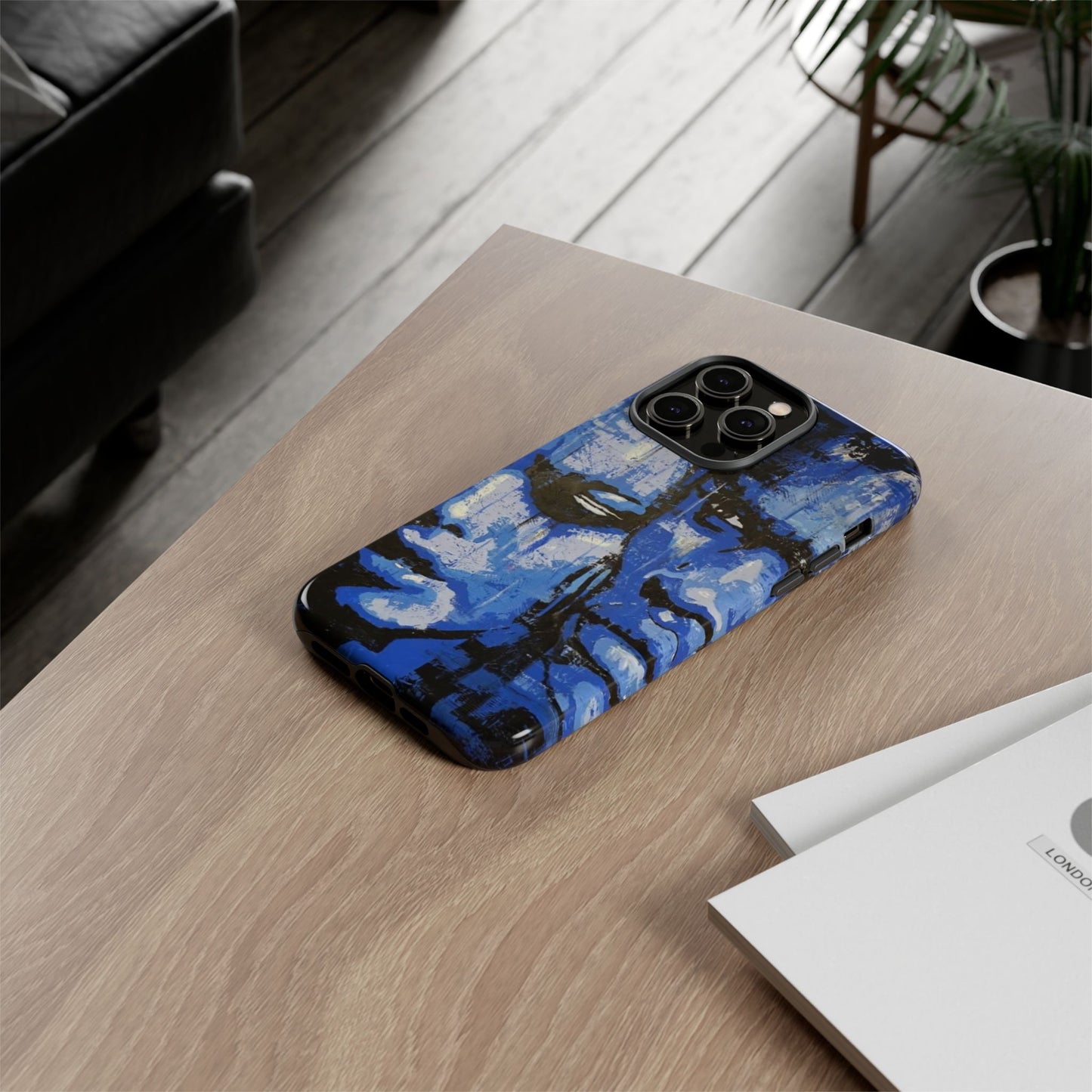 Artistic Phone Case - Tough Cases with Bold Blue Portraits -The Lovers Image