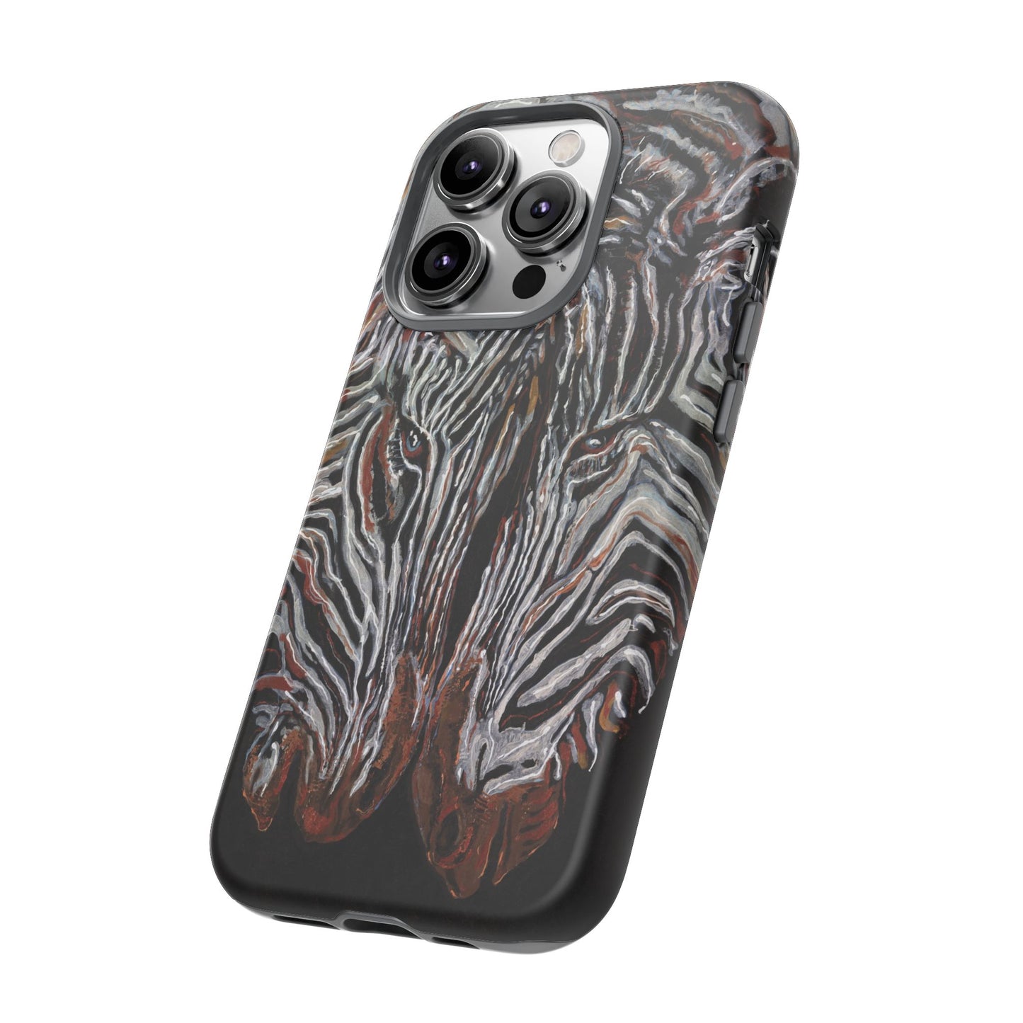 Artistic Zebra Phone Case Twin Zebra Image- Tough Protection for Wildlife Lovers