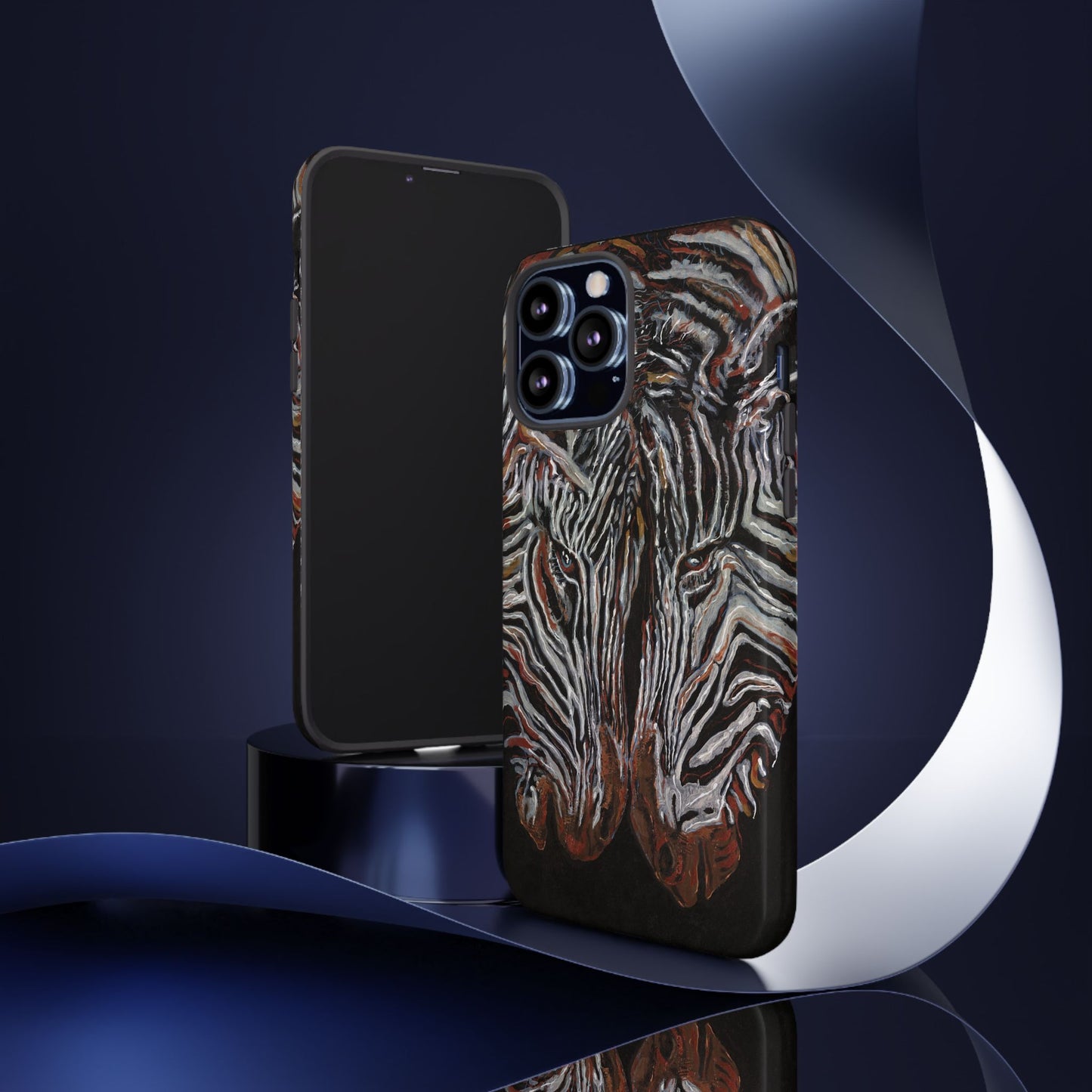 Artistic Zebra Phone Case Twin Zebra Image- Tough Protection for Wildlife Lovers