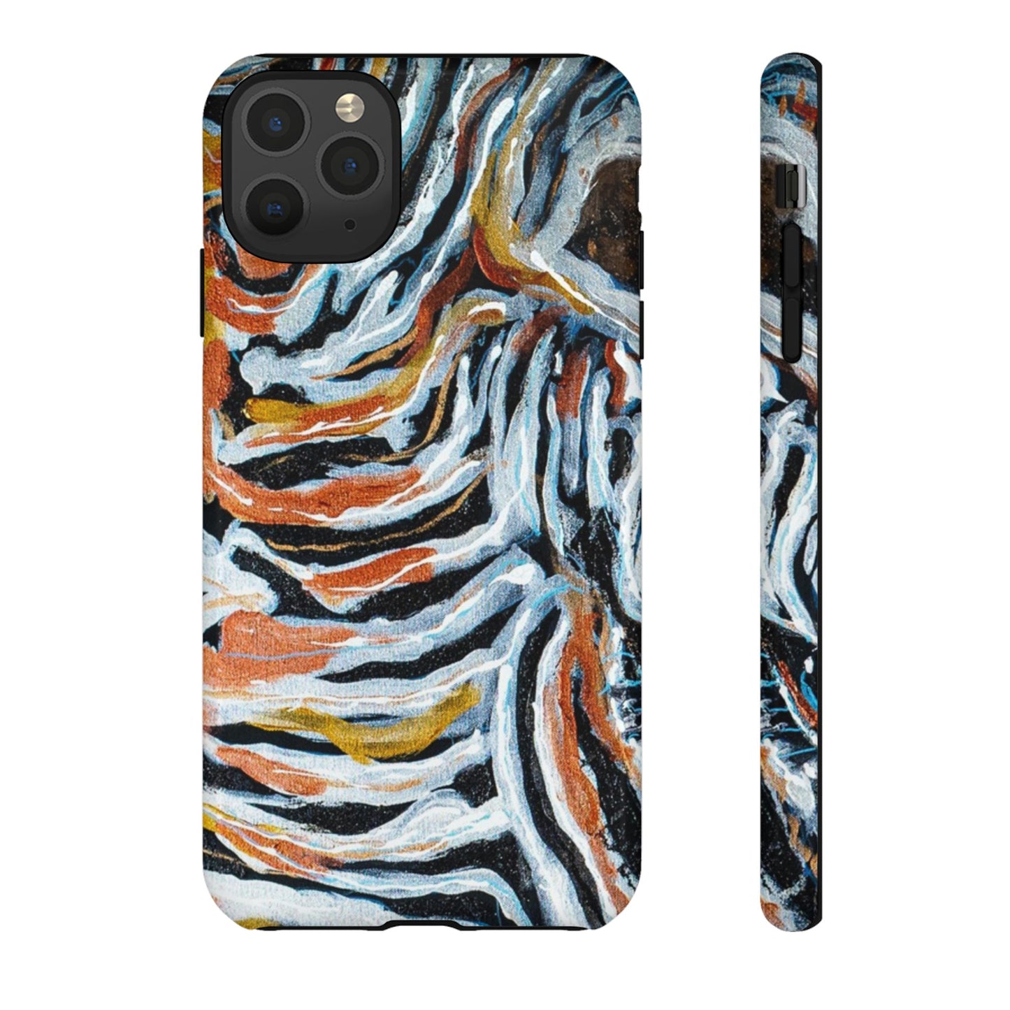 Artistic Tough Phone Case - Twin Zebras Image - Abstract Zebra Design