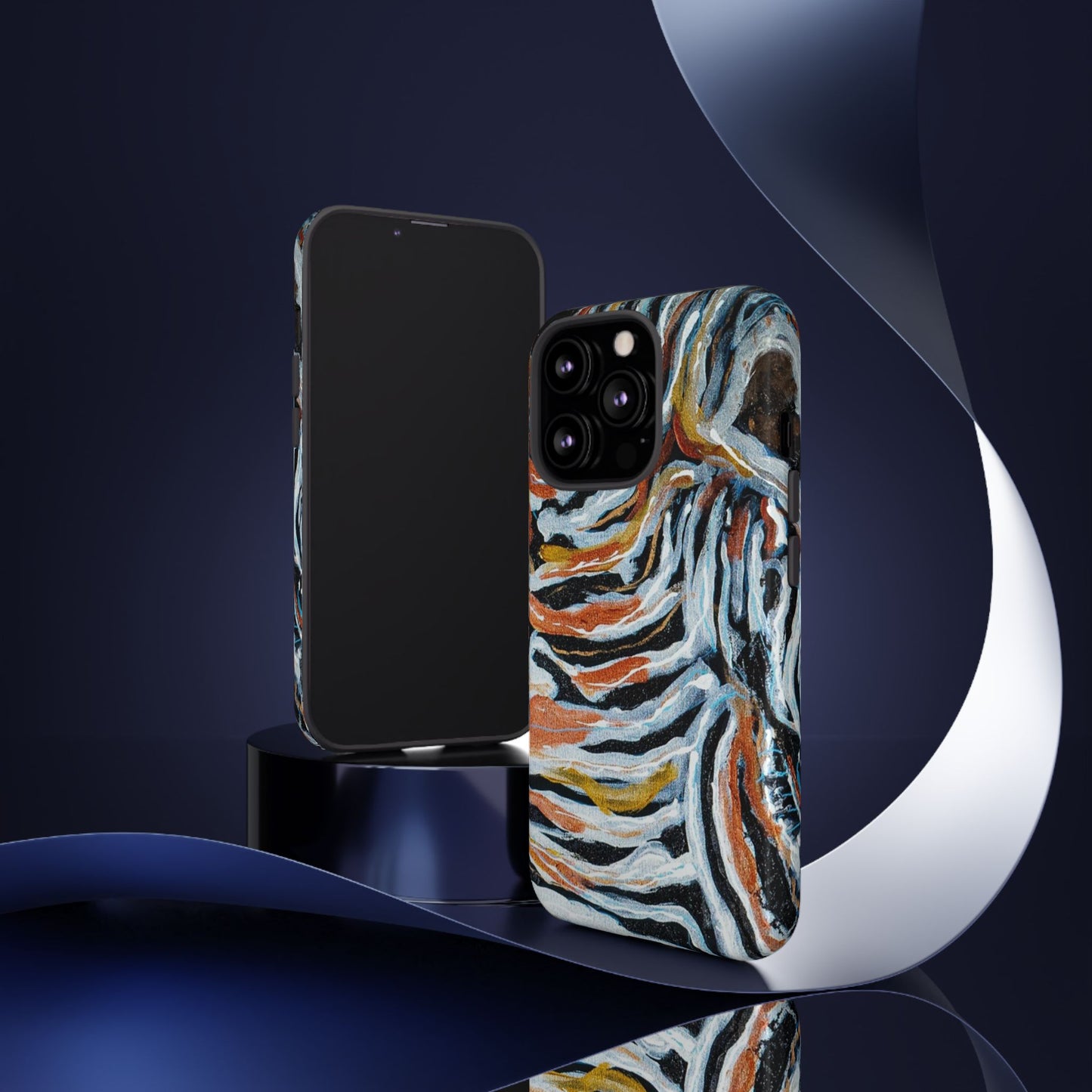 Artistic Tough Phone Case - Twin Zebras Image - Abstract Zebra Design