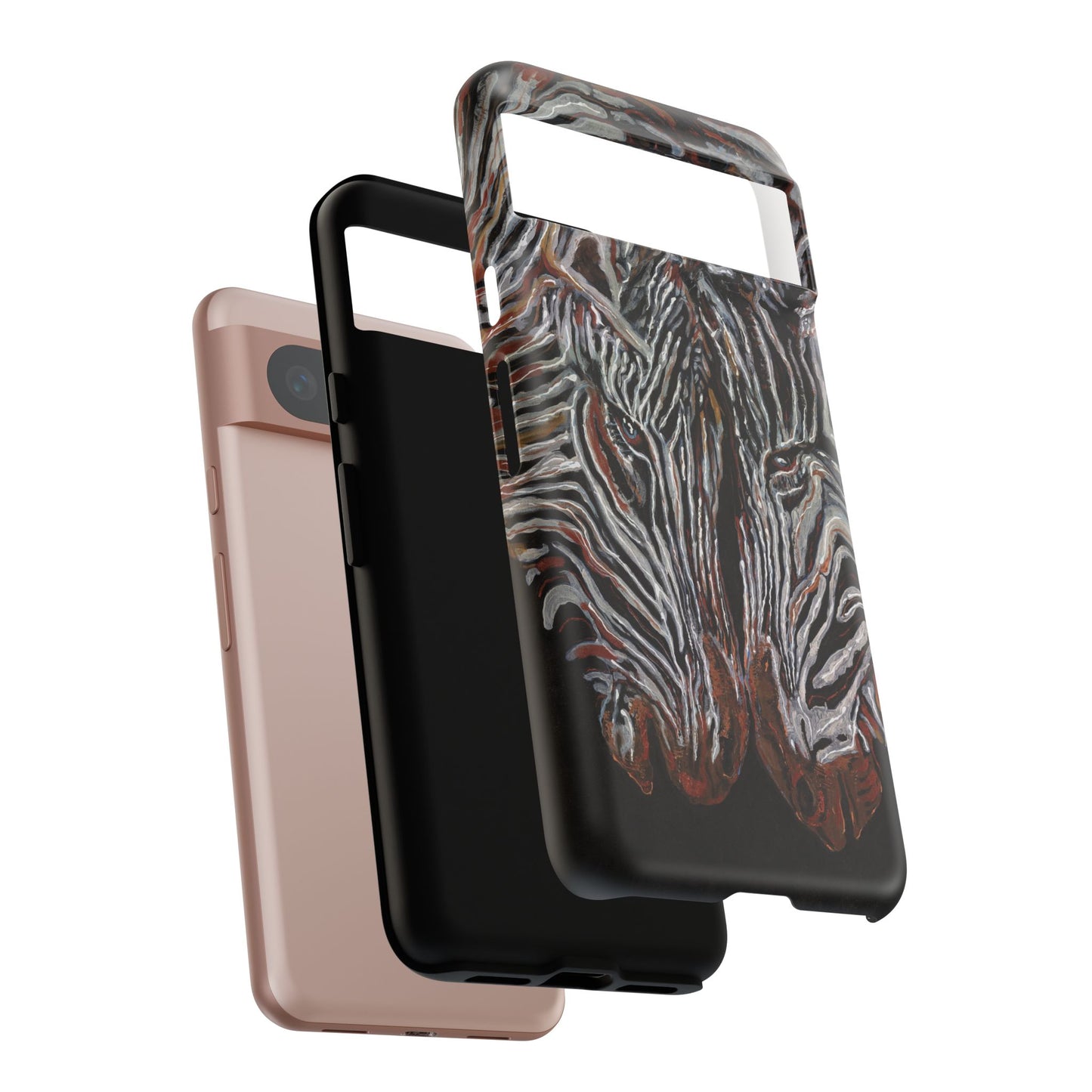 Artistic Zebra Phone Case Twin Zebra Image- Tough Protection for Wildlife Lovers