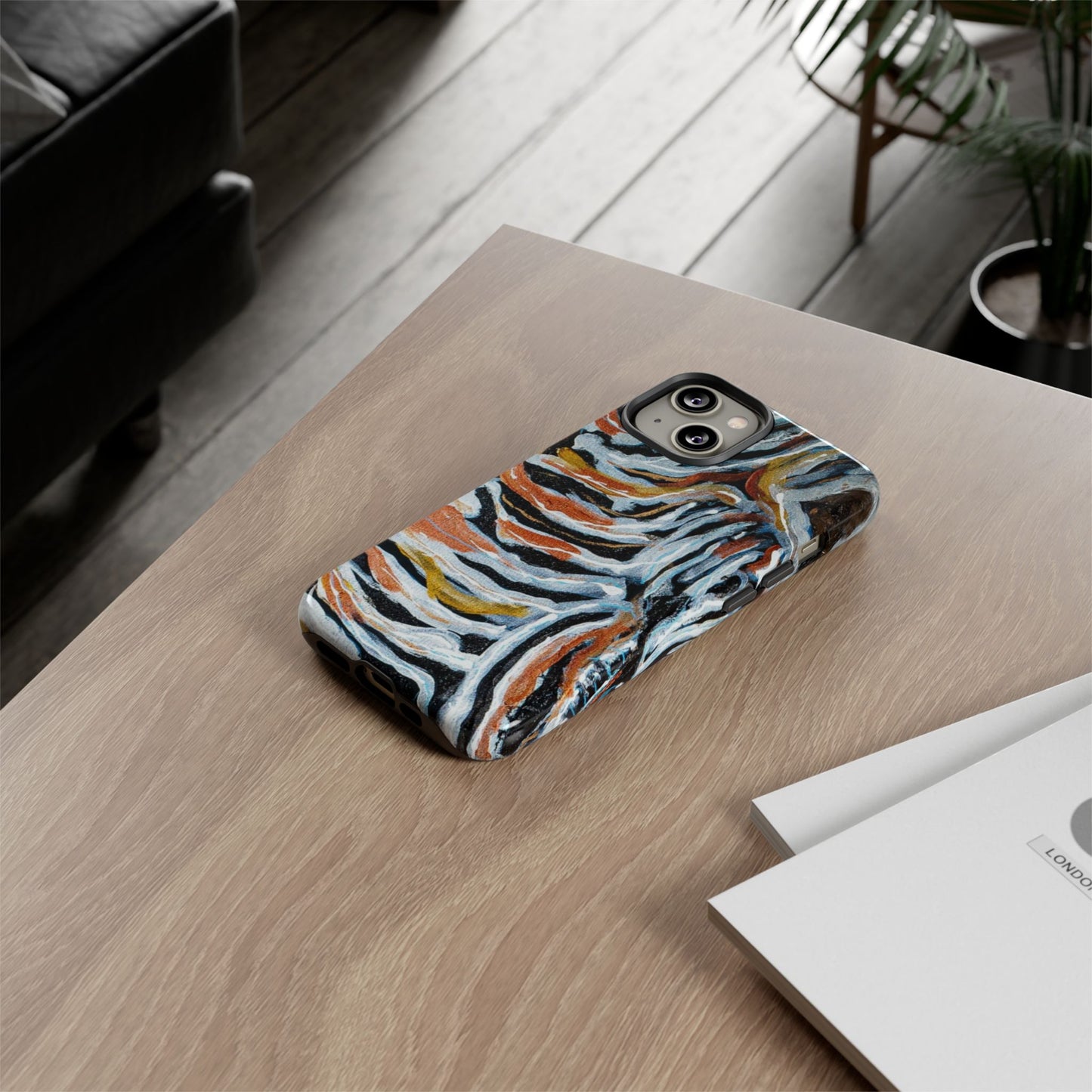 Artistic Tough Phone Case - Twin Zebras Image - Abstract Zebra Design