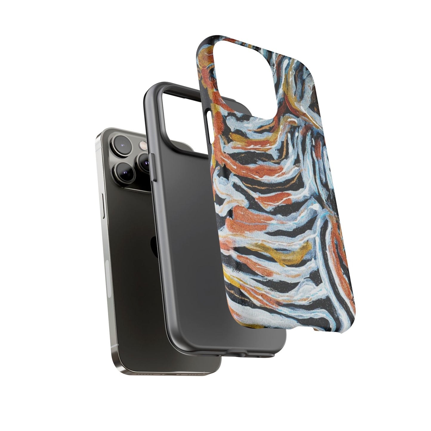 Artistic Tough Phone Case - Twin Zebras Image - Abstract Zebra Design