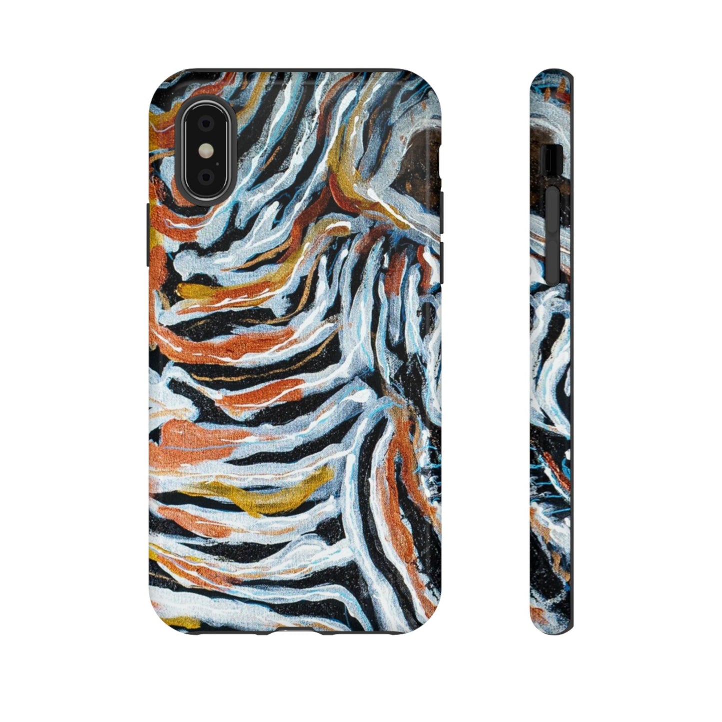 Artistic Tough Phone Case - Twin Zebras Image - Abstract Zebra Design