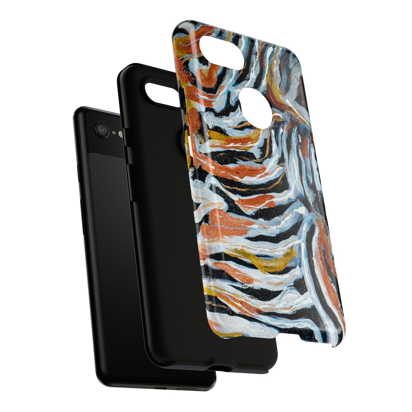 Artistic Tough Phone Case - Twin Zebras Image - Abstract Zebra Design