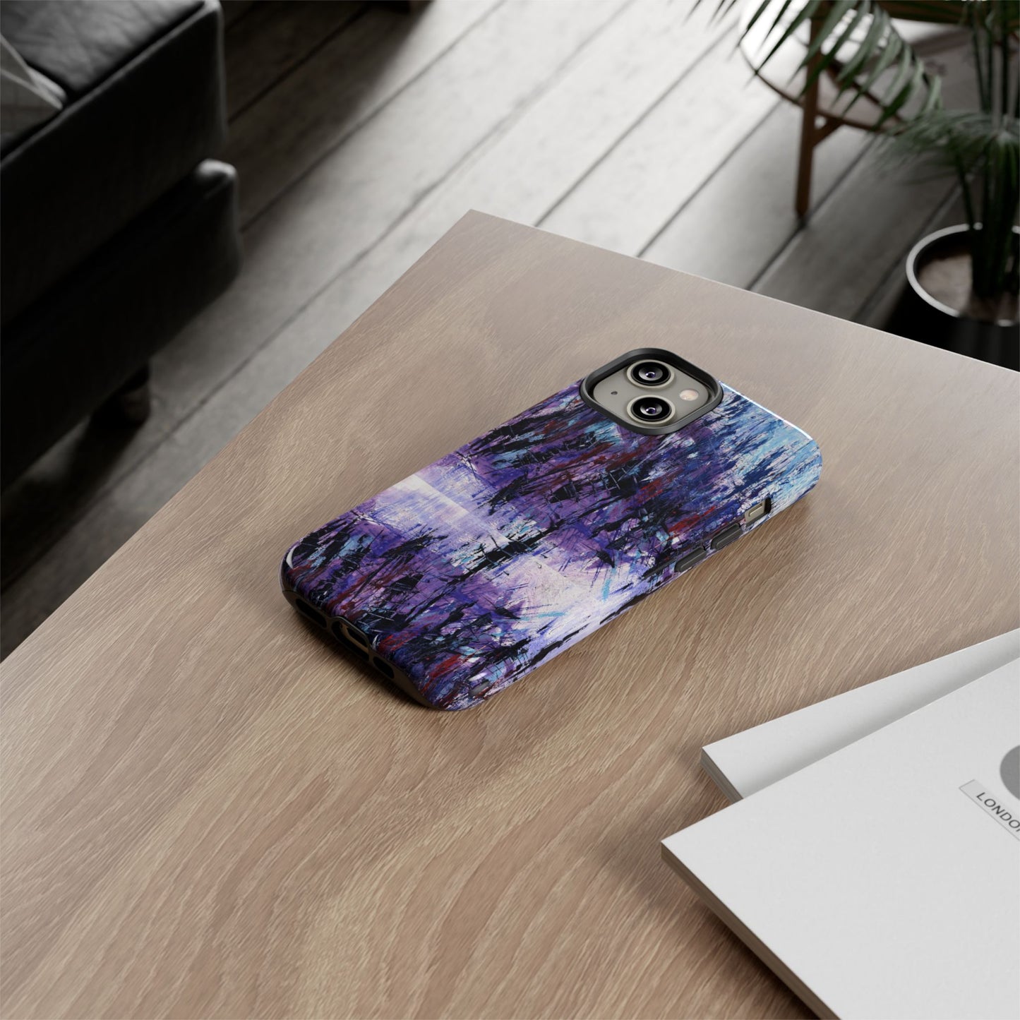 Abstract Purple Phone Case, Stylish & Protective Cover for Art Lovers- White Spring Image