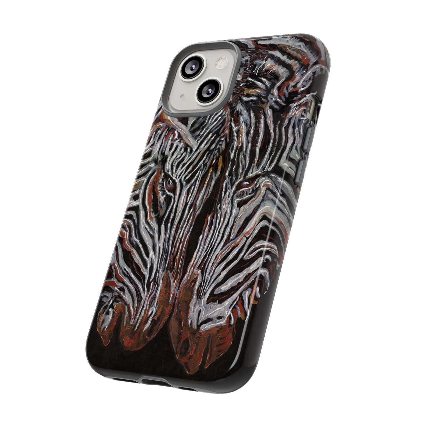 Artistic Zebra Phone Case Twin Zebra Image- Tough Protection for Wildlife Lovers