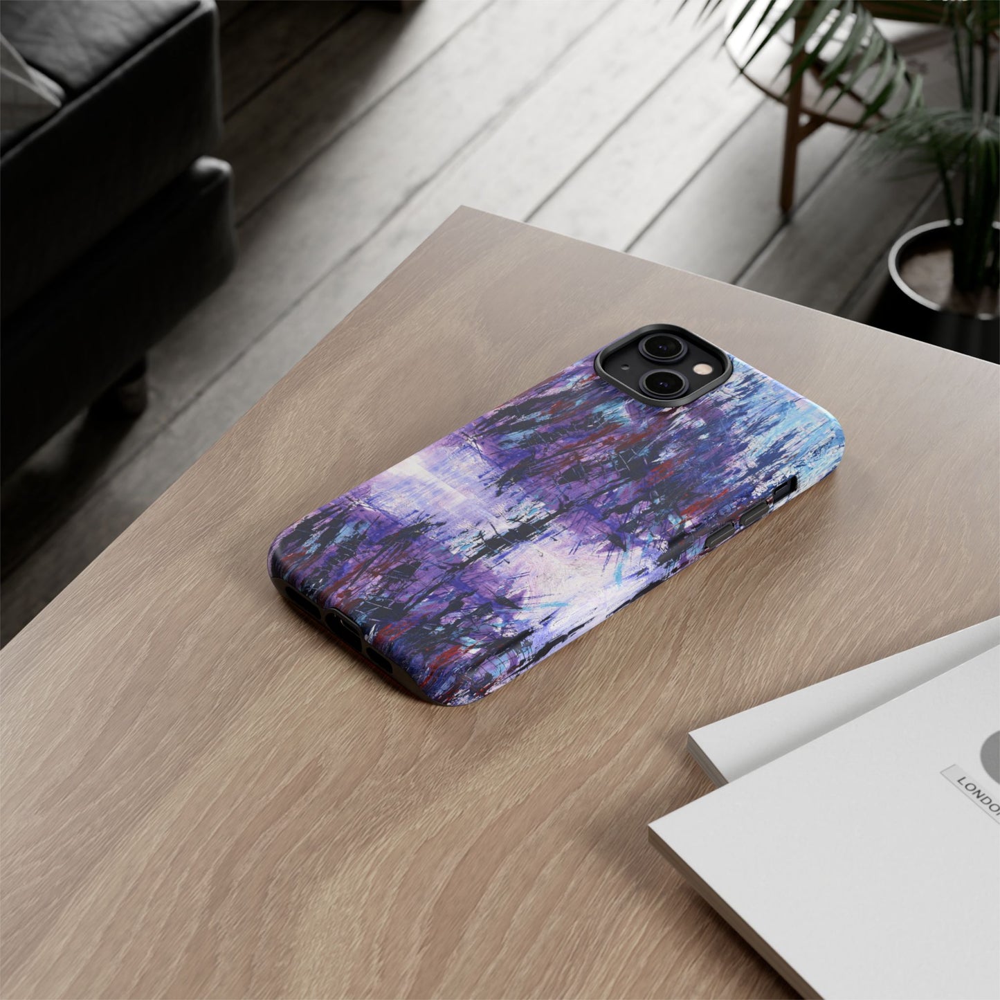 Abstract Purple Phone Case, Stylish & Protective Cover for Art Lovers- White Spring Image