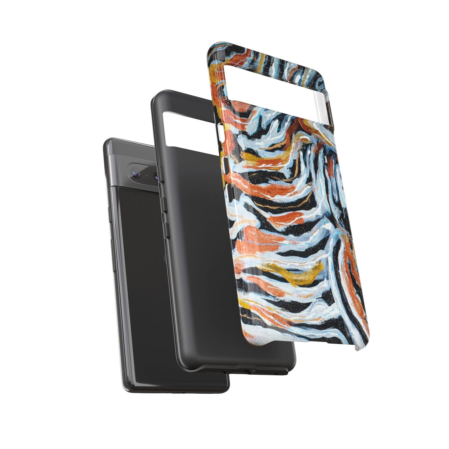 Artistic Tough Phone Case - Twin Zebras Image - Abstract Zebra Design