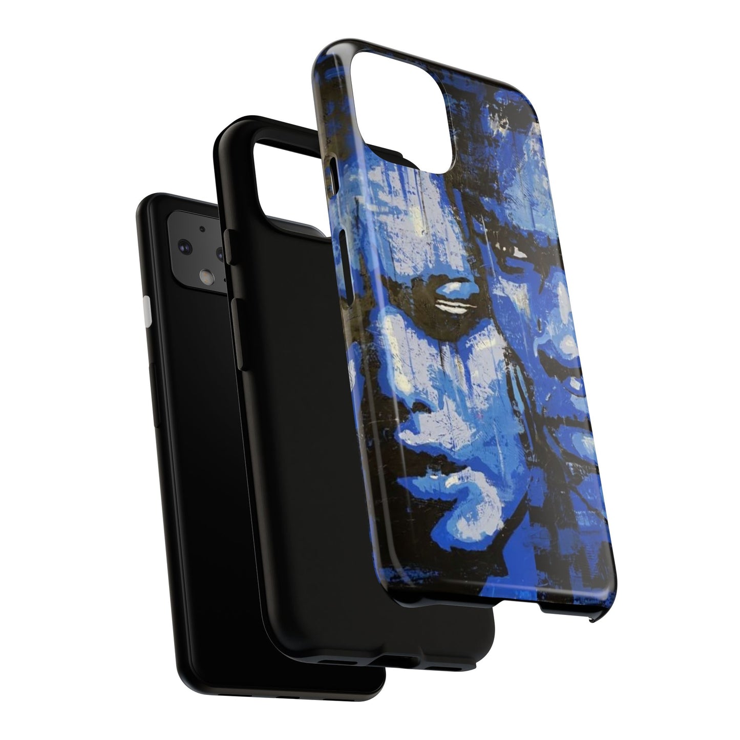 Artistic Phone Case - Tough Cases with Bold Blue Portraits -The Lovers Image