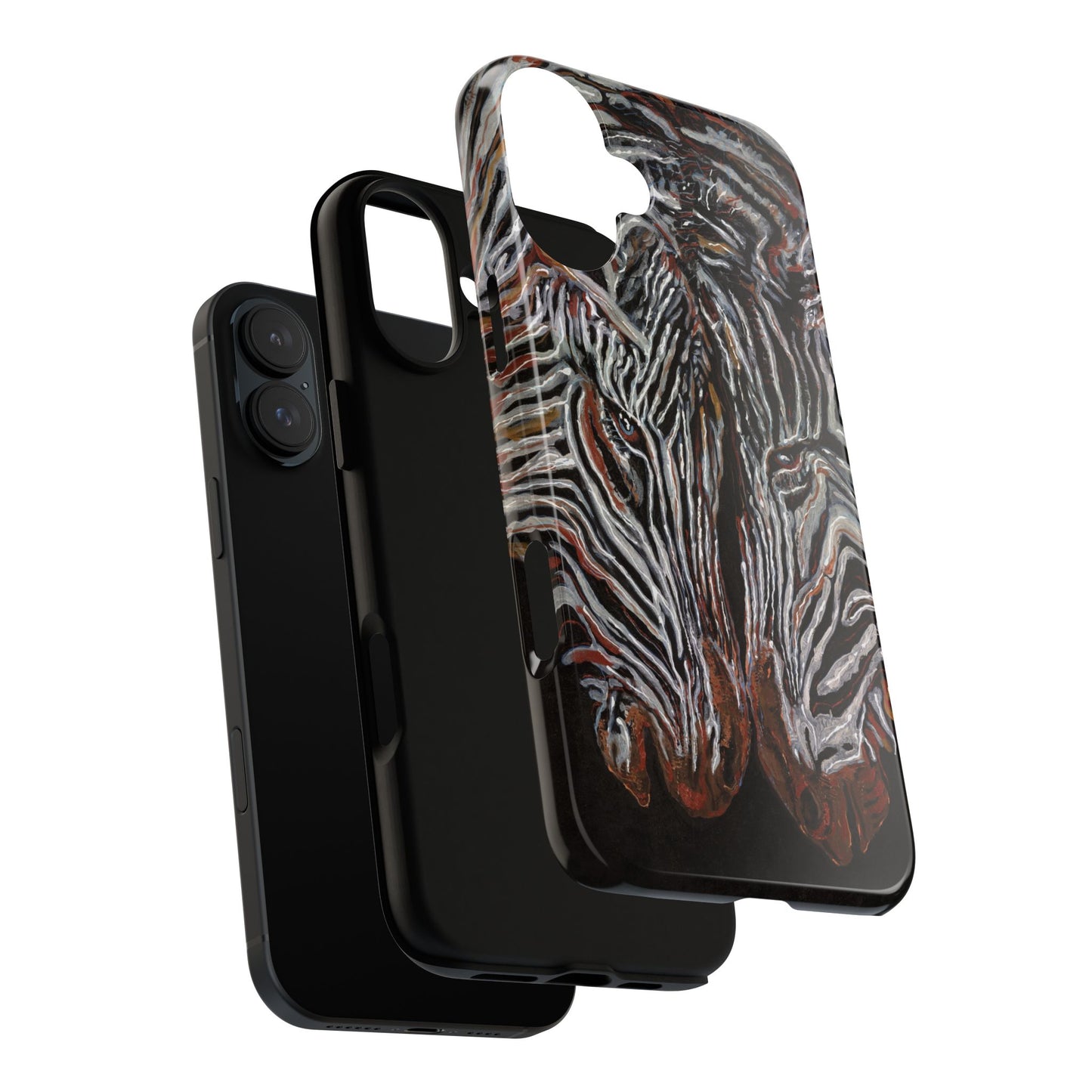 Artistic Zebra Phone Case Twin Zebra Image- Tough Protection for Wildlife Lovers