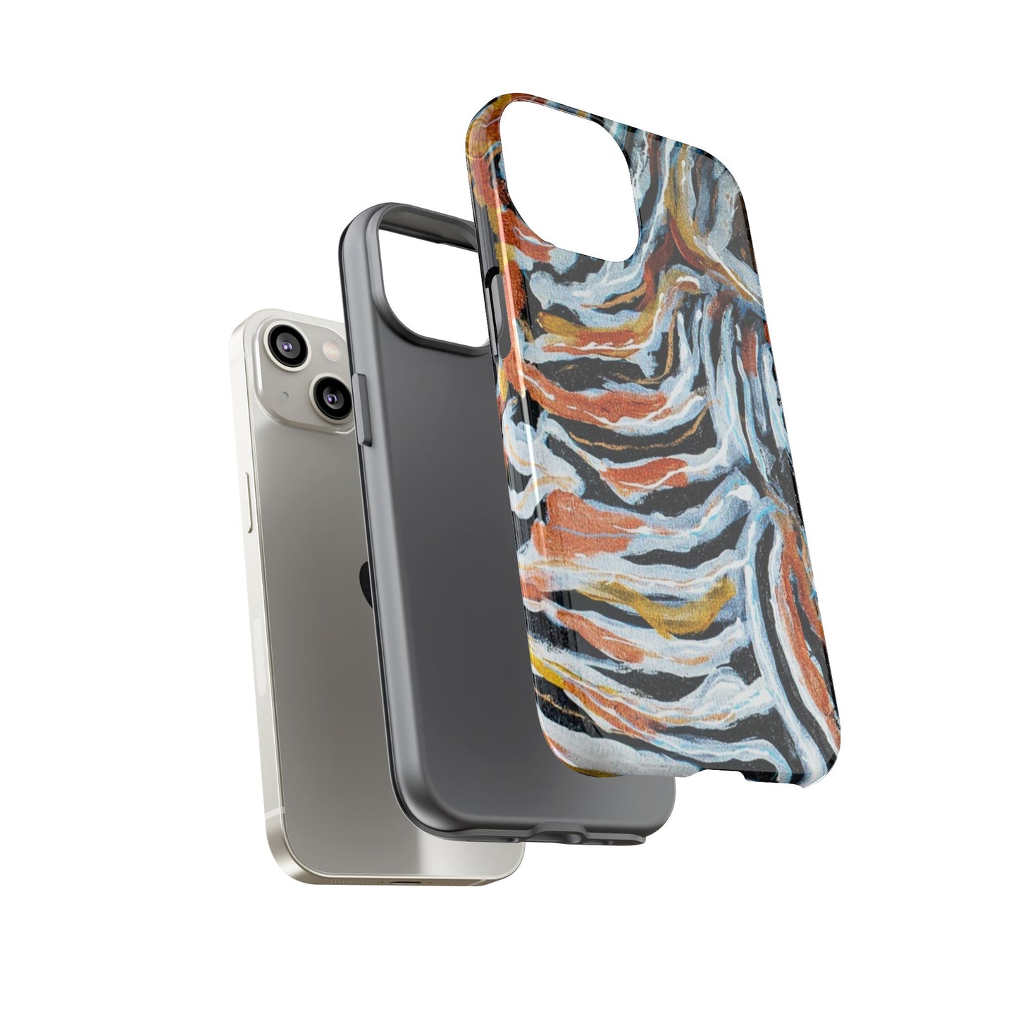 Artistic Tough Phone Case - Twin Zebras Image - Abstract Zebra Design