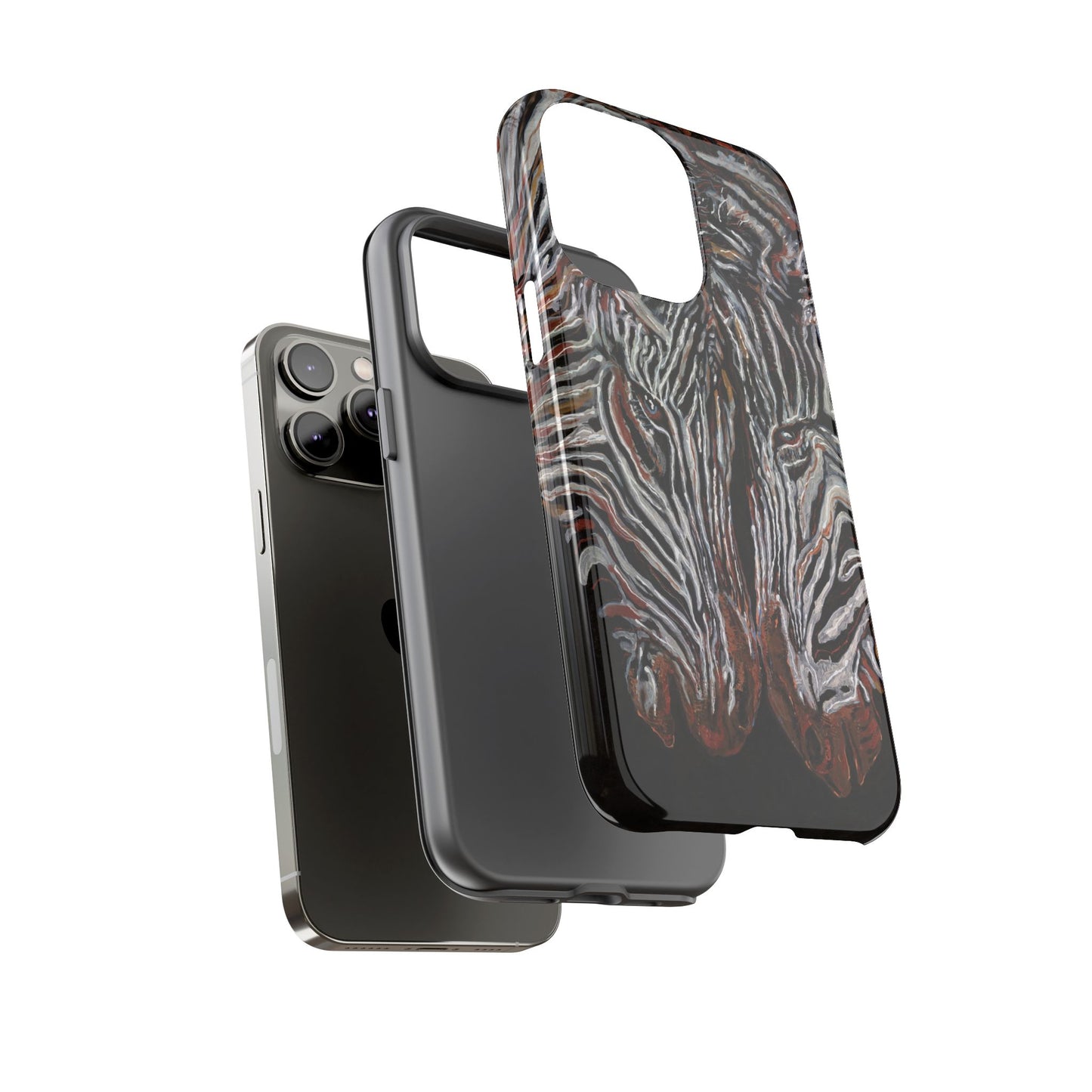 Artistic Zebra Phone Case Twin Zebra Image- Tough Protection for Wildlife Lovers