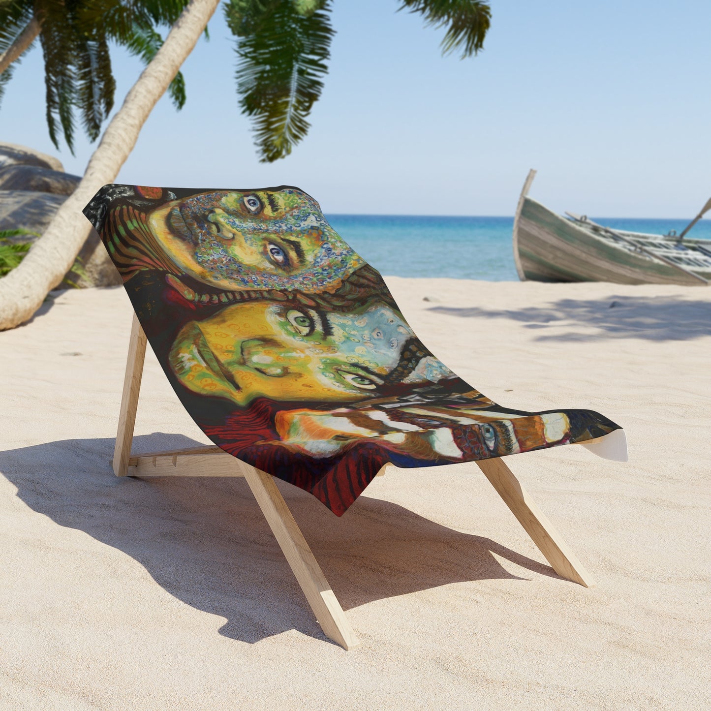 Serene Nightscape Beach Towel - Vibrant Ocean & Mountain Design