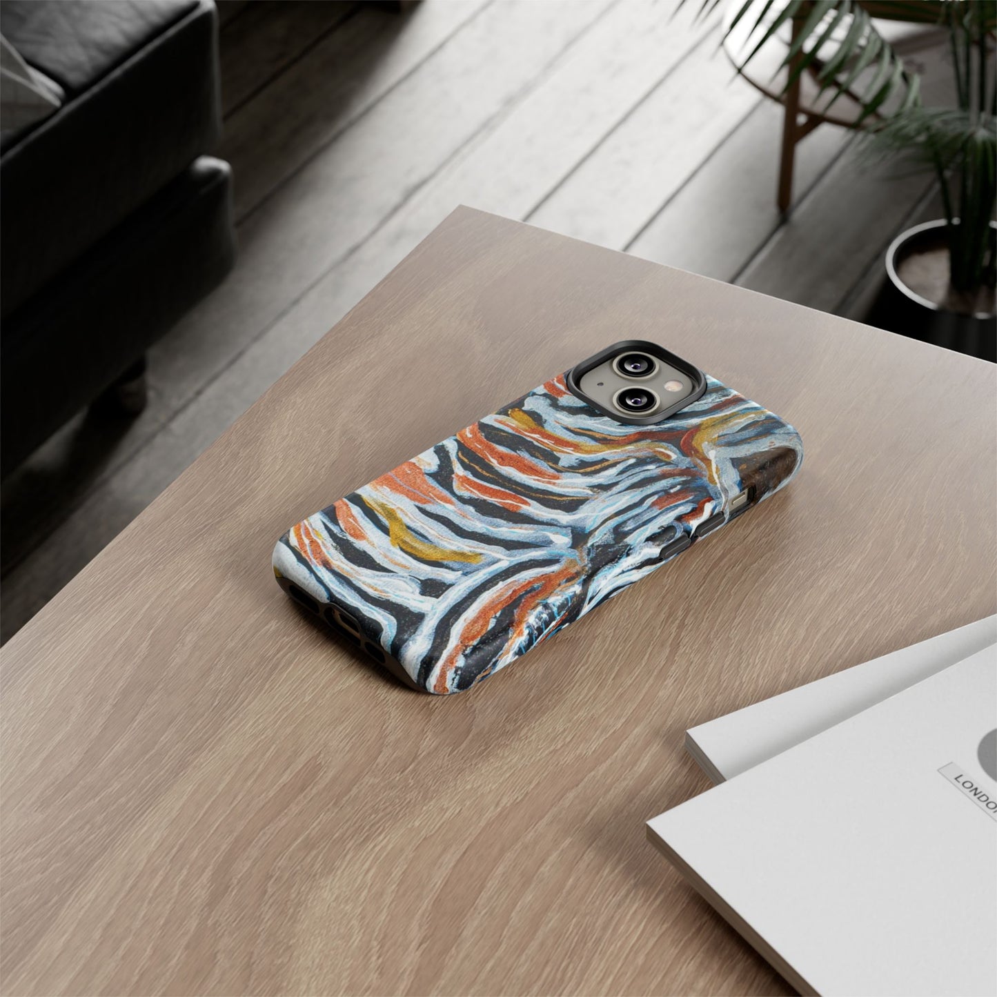 Artistic Tough Phone Case - Twin Zebras Image - Abstract Zebra Design