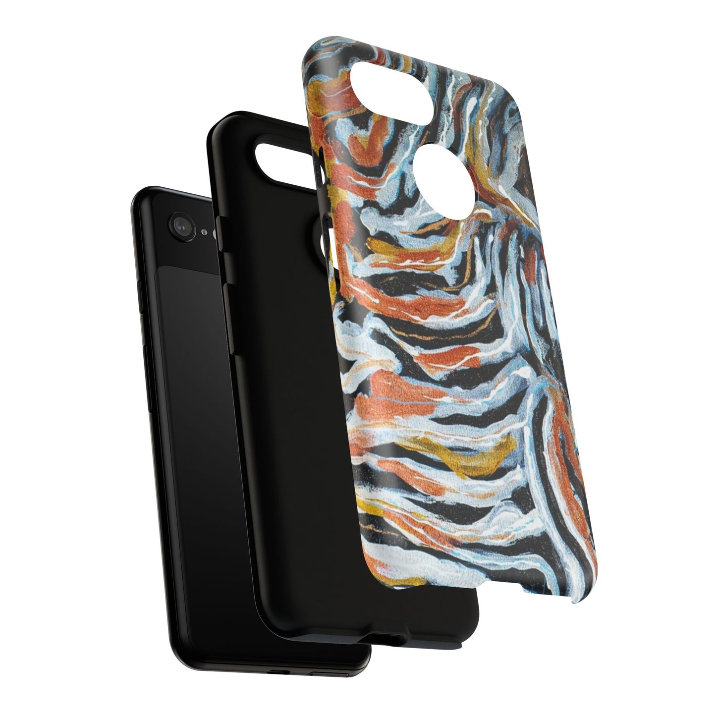 Artistic Tough Phone Case - Twin Zebras Image - Abstract Zebra Design