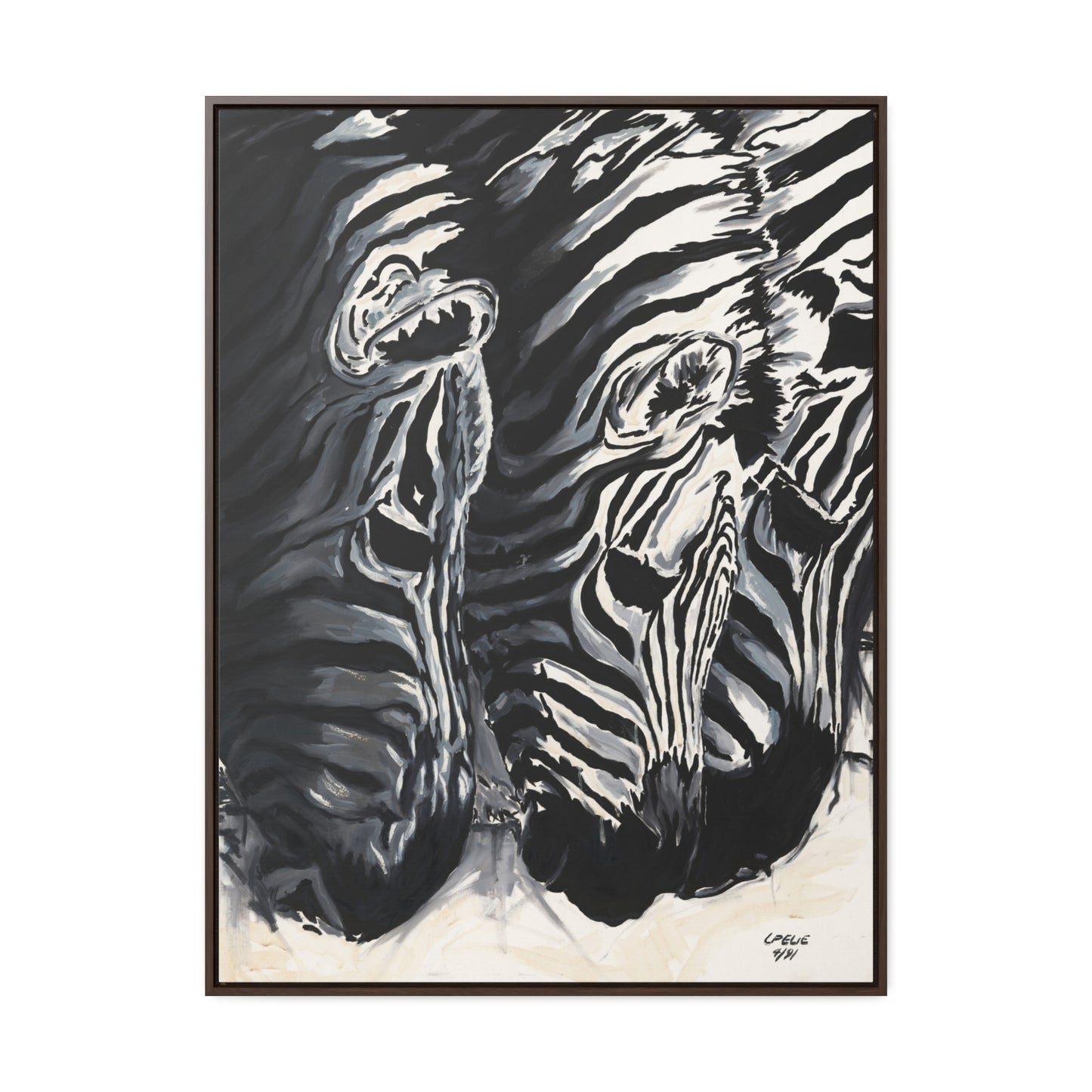 The Baby Zebras - Framed Canvas Print