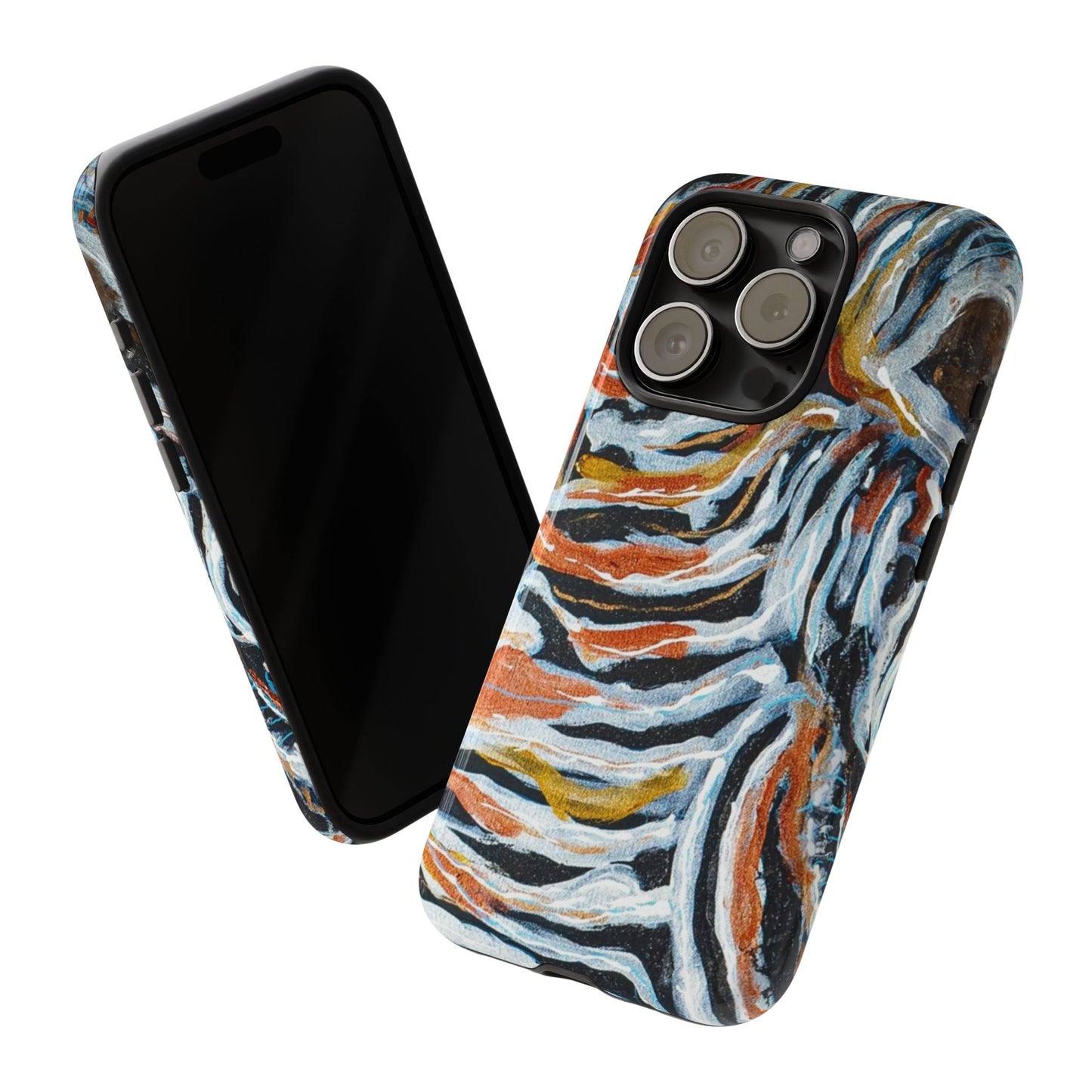 Artistic Tough Phone Case - Twin Zebras Image - Abstract Zebra Design