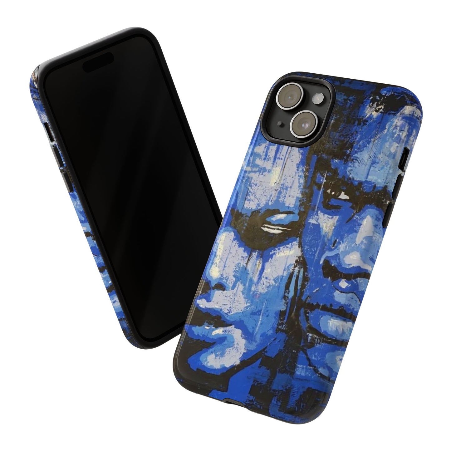 Artistic Phone Case - Tough Cases with Bold Blue Portraits -The Lovers Image