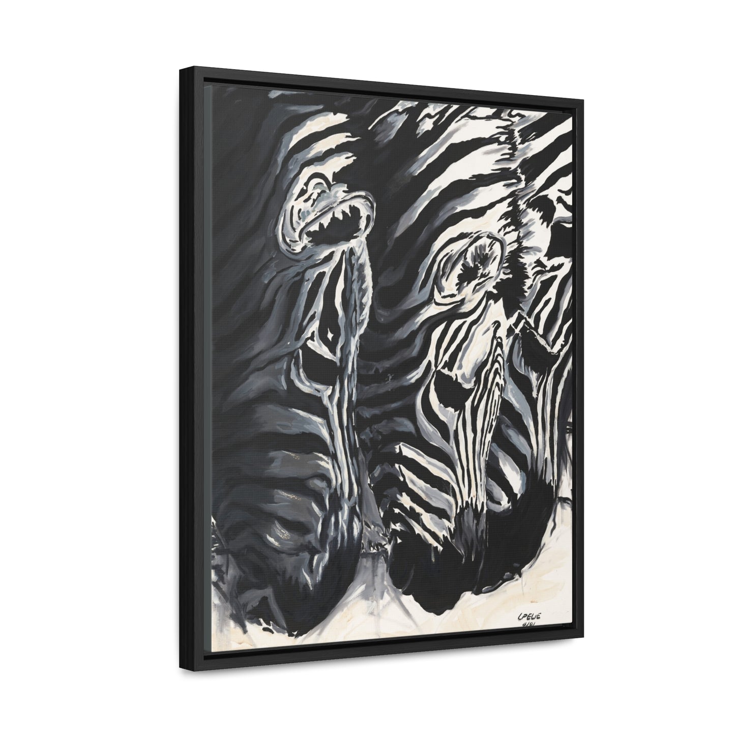 The Baby Zebras - Framed Canvas Print