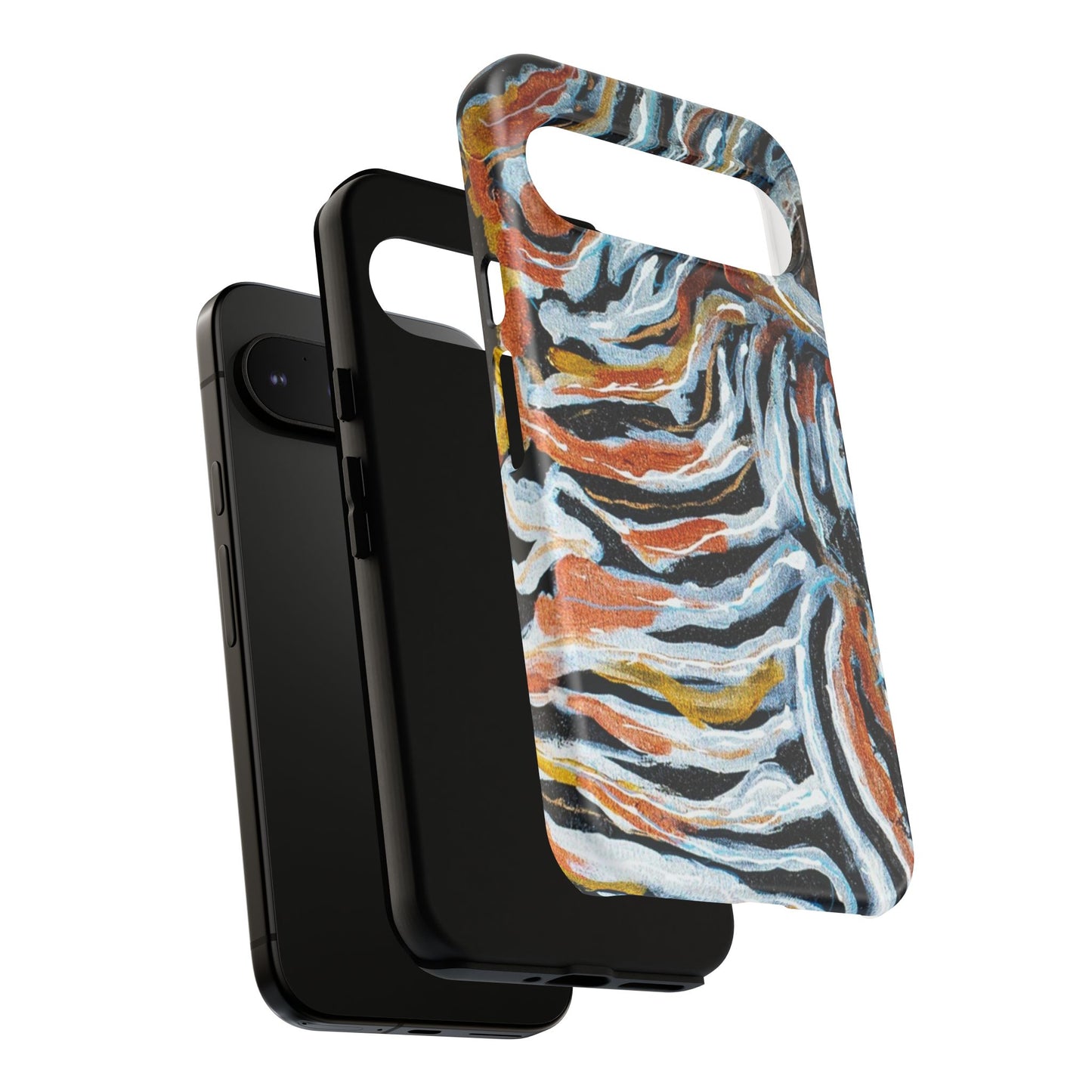Artistic Tough Phone Case - Twin Zebras Image - Abstract Zebra Design