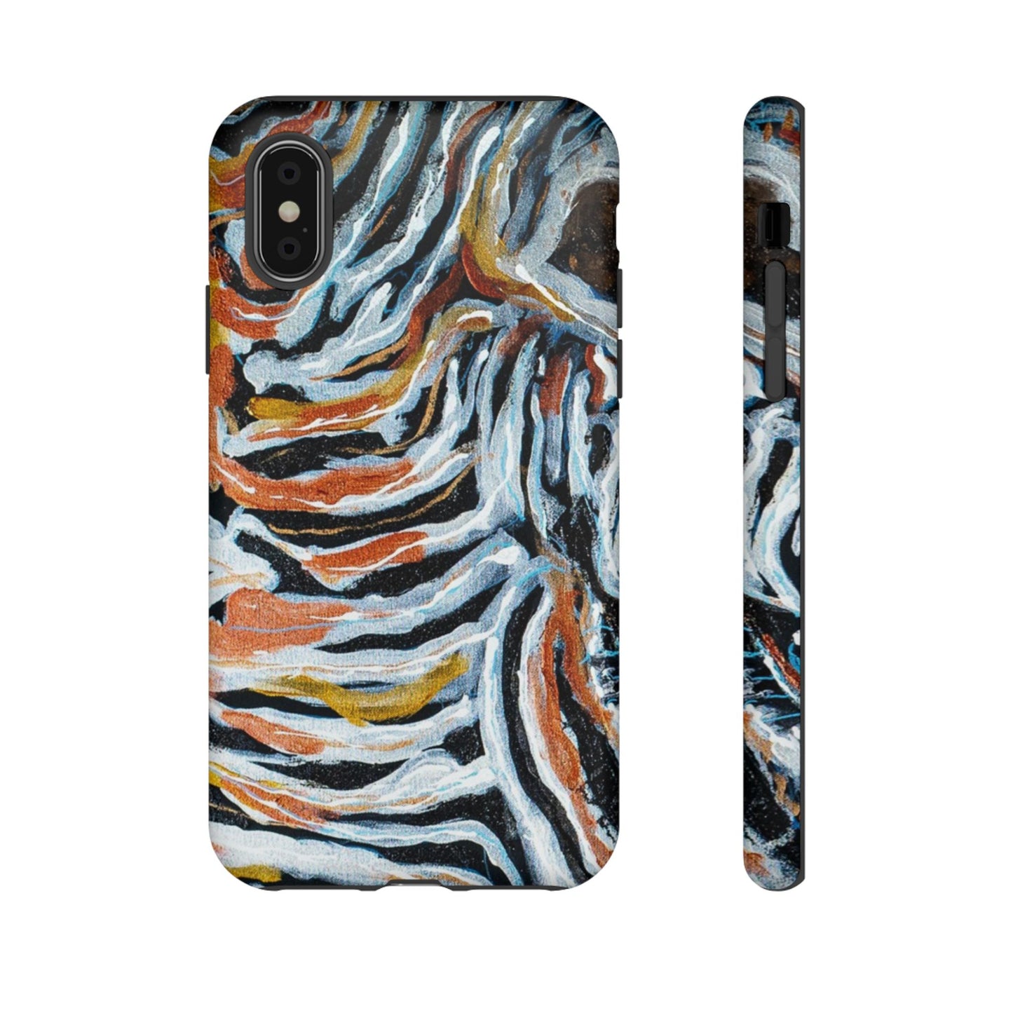 Artistic Tough Phone Case - Twin Zebras Image - Abstract Zebra Design