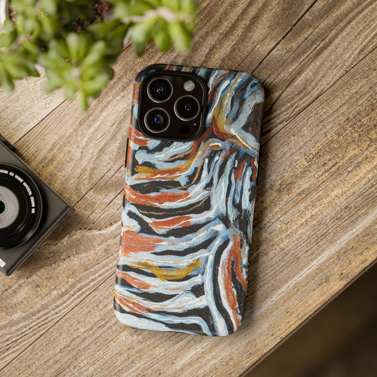 Artistic Tough Phone Case - Twin Zebras Image - Abstract Zebra Design