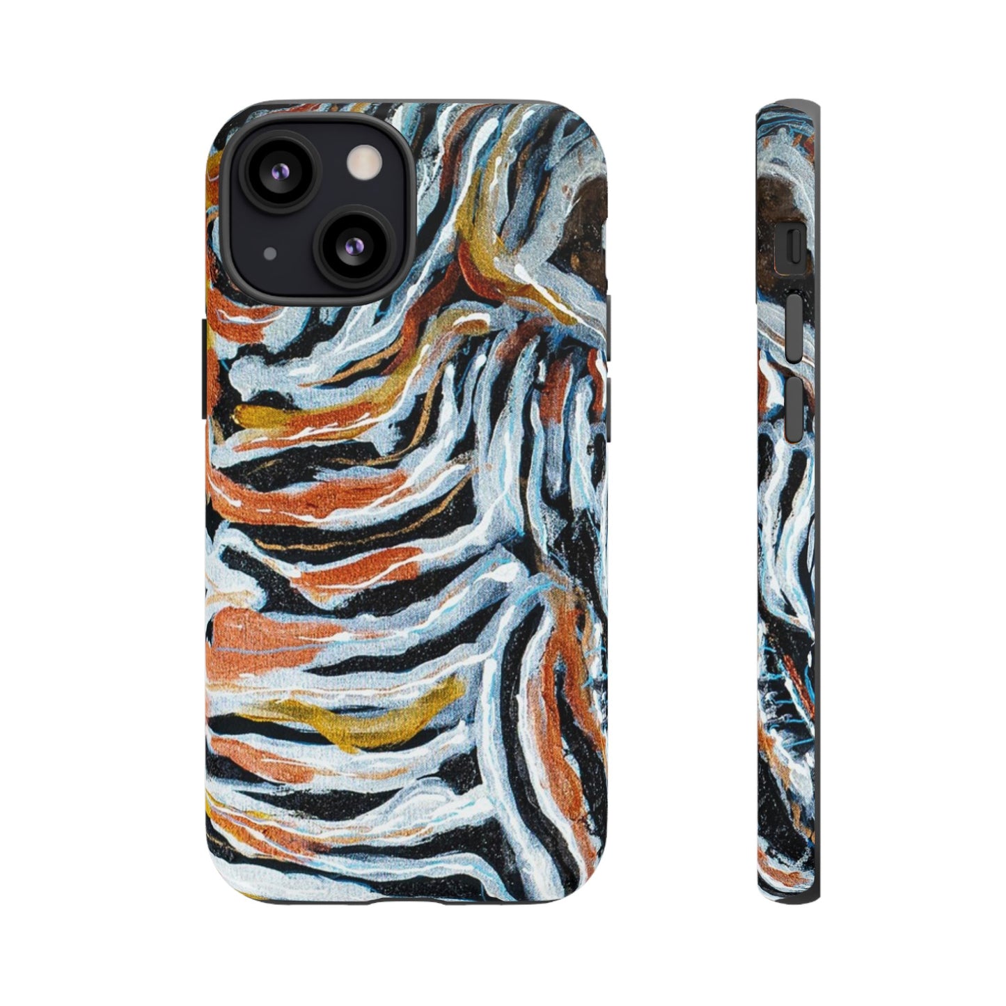 Artistic Tough Phone Case - Twin Zebras Image - Abstract Zebra Design