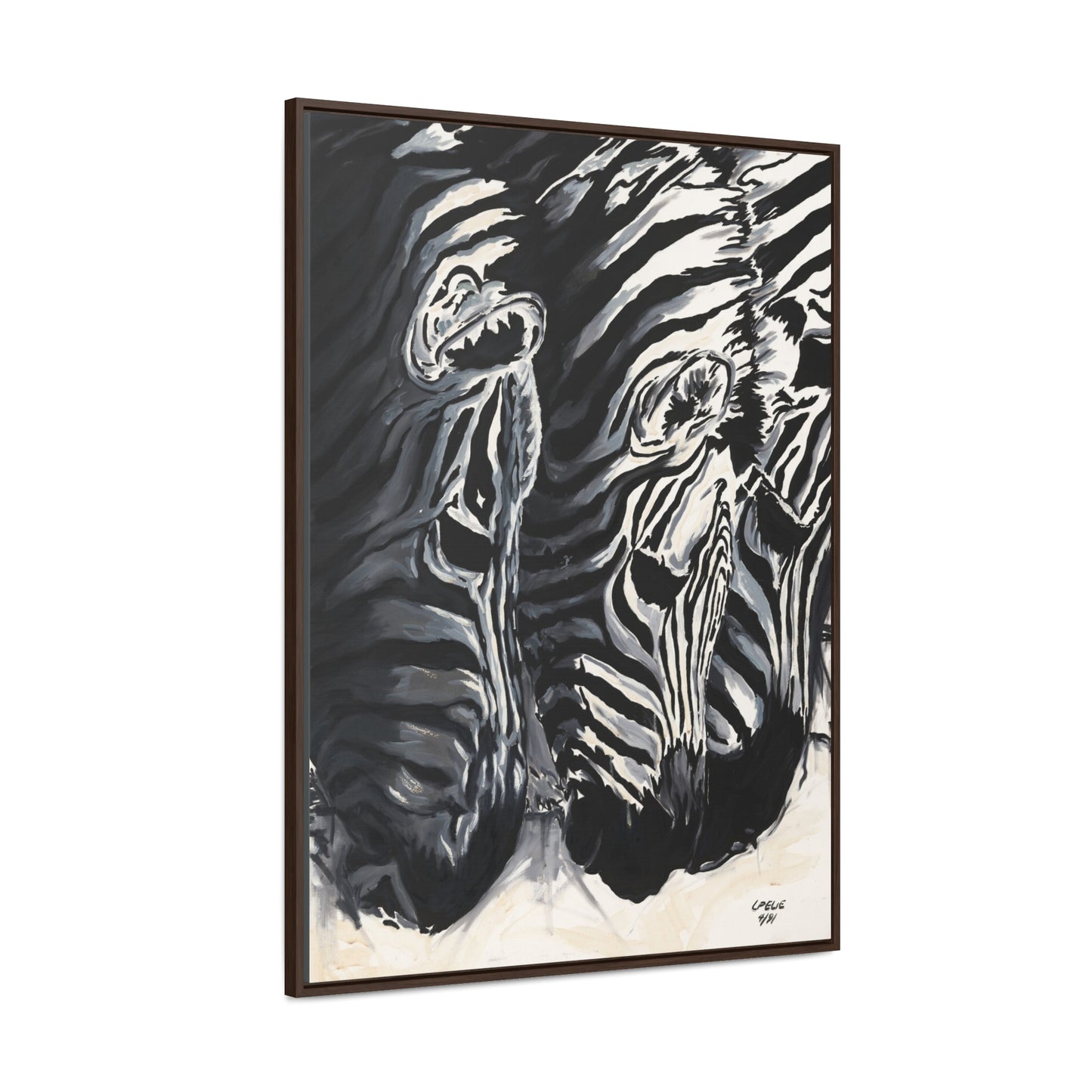The Baby Zebras - Framed Canvas Print