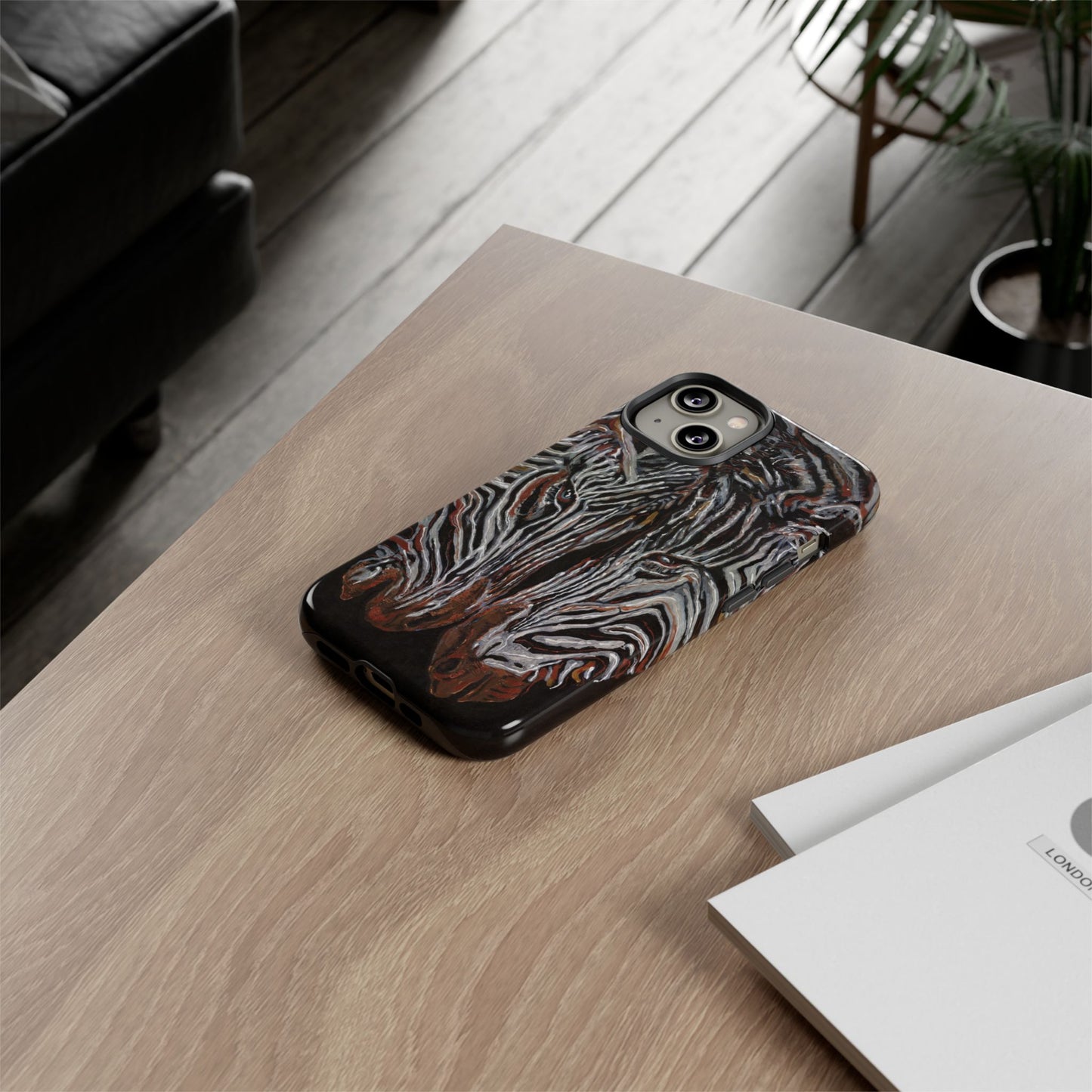 Artistic Zebra Phone Case Twin Zebra Image- Tough Protection for Wildlife Lovers