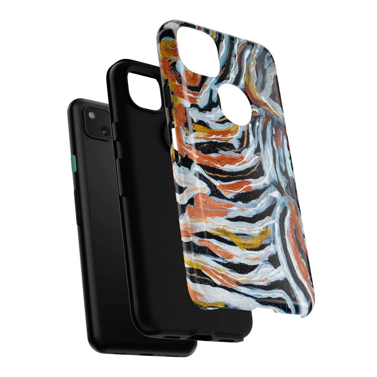 Artistic Tough Phone Case - Twin Zebras Image - Abstract Zebra Design
