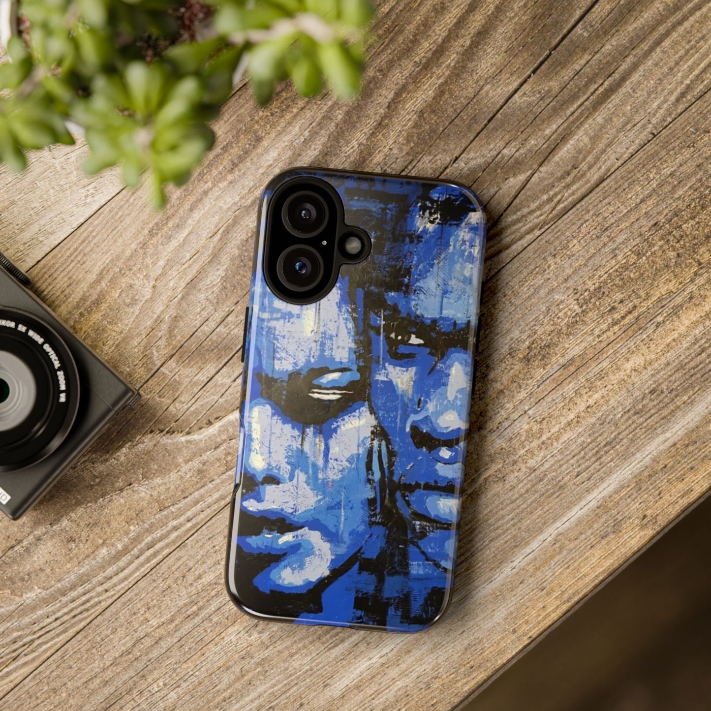 Artistic Phone Case - Tough Cases with Bold Blue Portraits -The Lovers Image