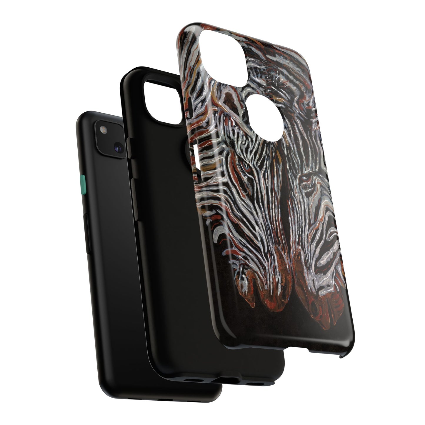 Artistic Zebra Phone Case Twin Zebra Image- Tough Protection for Wildlife Lovers