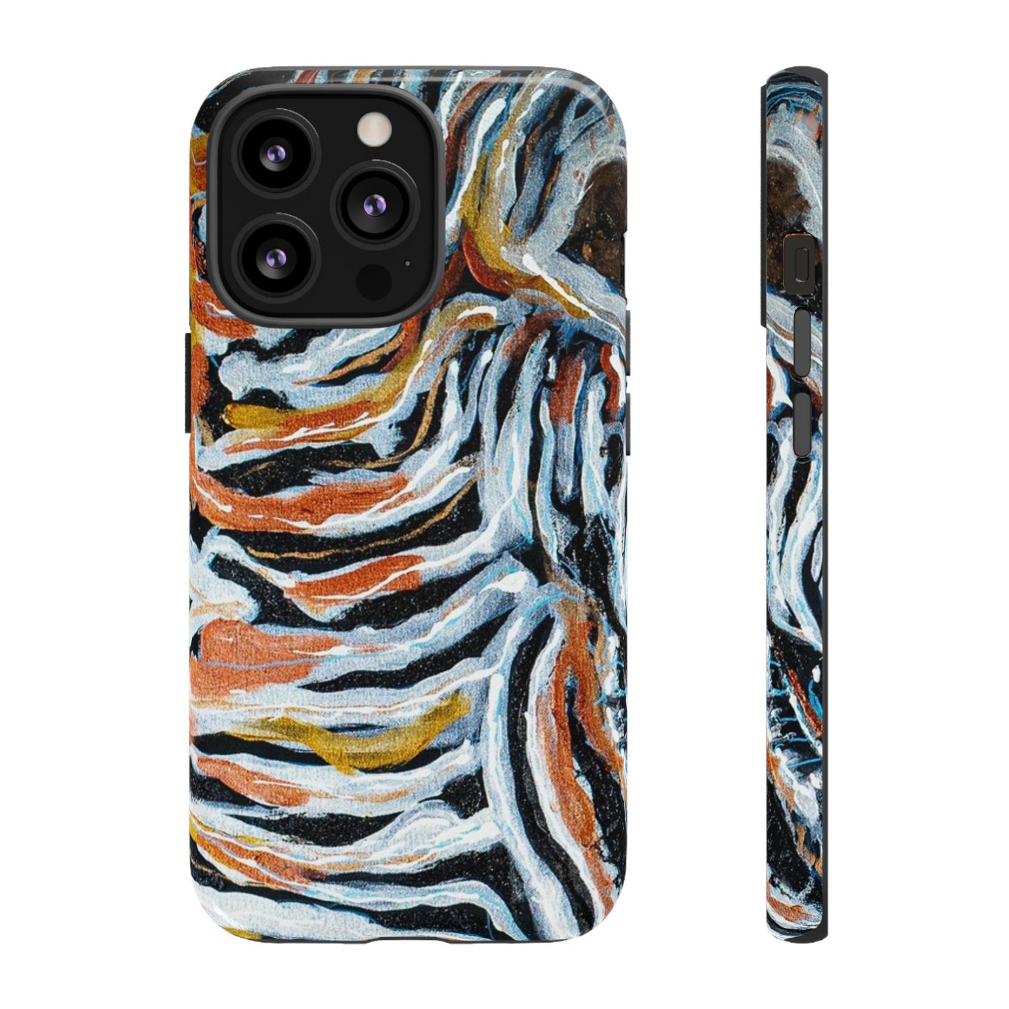 Artistic Tough Phone Case - Twin Zebras Image - Abstract Zebra Design